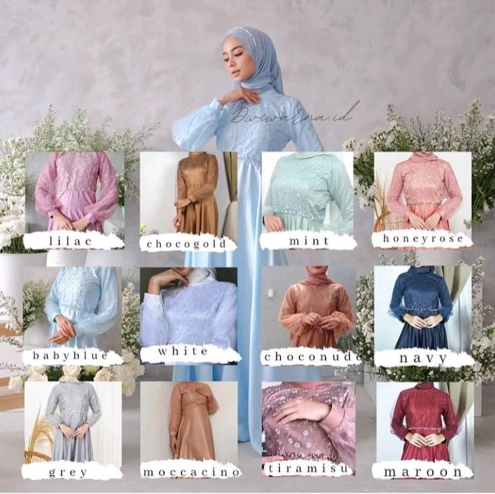 Alika dress Satin Premium Kombinasi Brukat payet mutiara