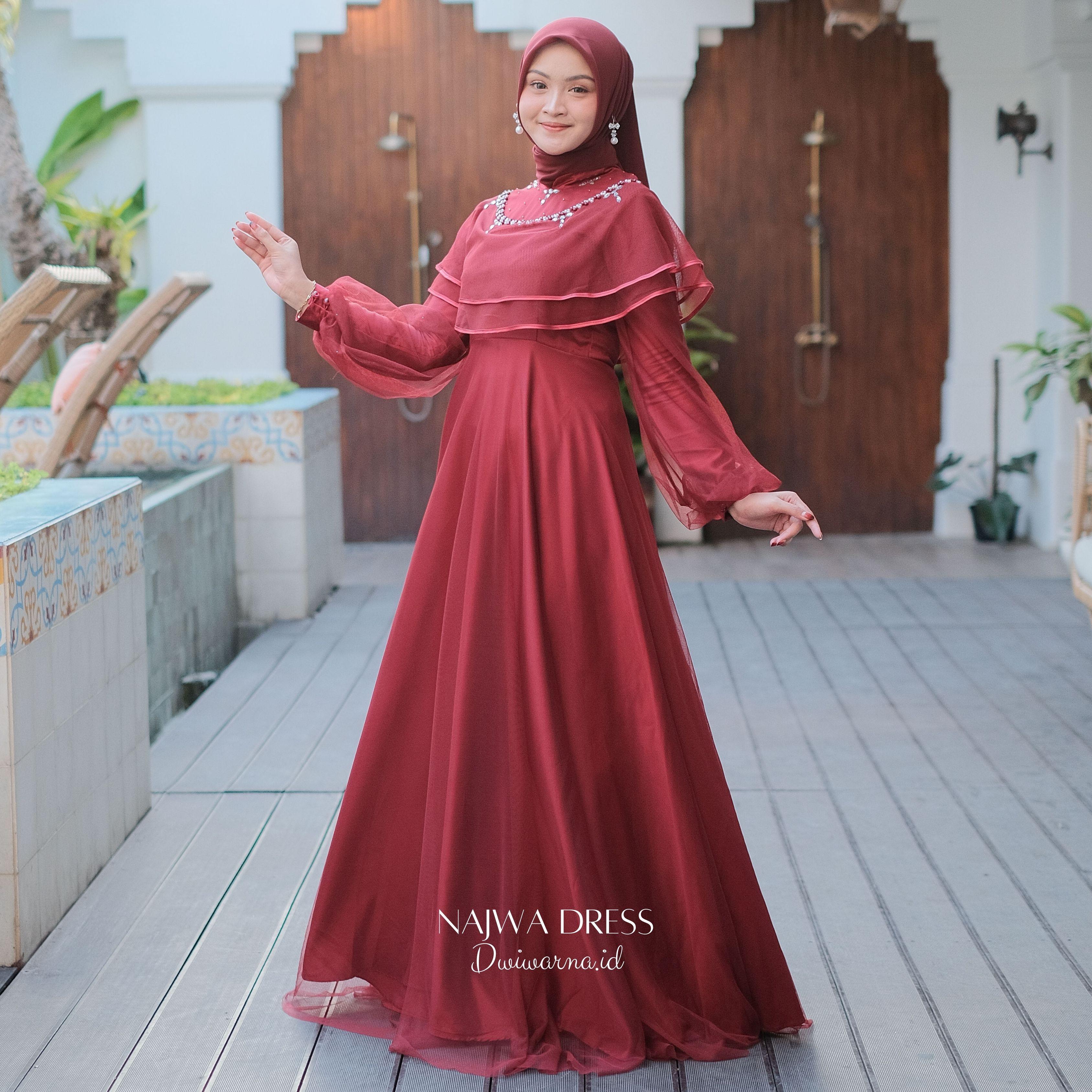 Najwa Dress by Dwiwarna | Dress tille polos | Dress Payet | Dress Maternity | Dress Bumil | Dress Pesta | Dress Kondangan
