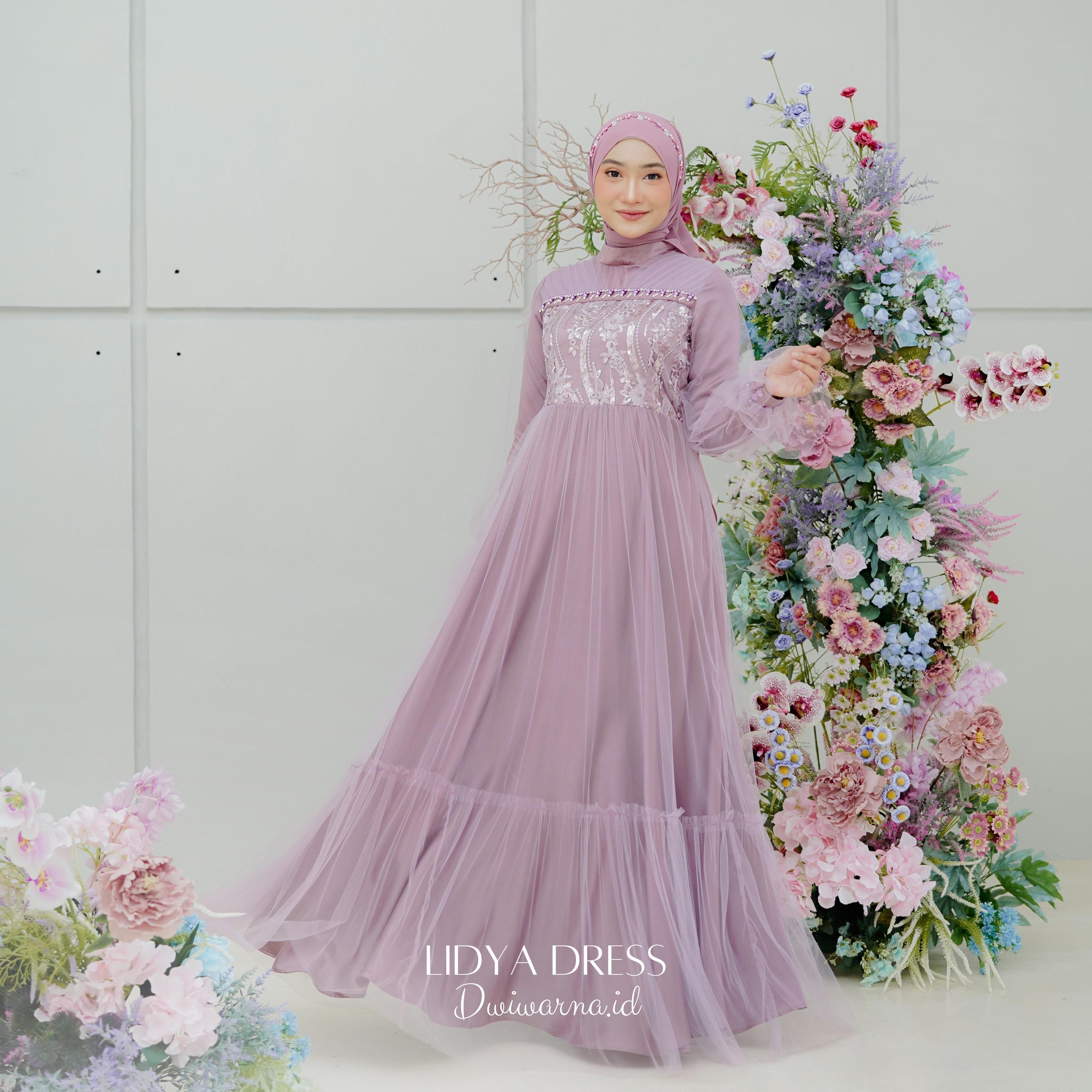 Lidya Dress By @dwiwarna.id Kombinasi Muslim