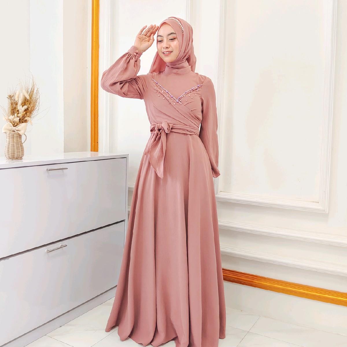 Ivana dress Kondangan By Dwiwarna Airflow Balon Kancing Muslim