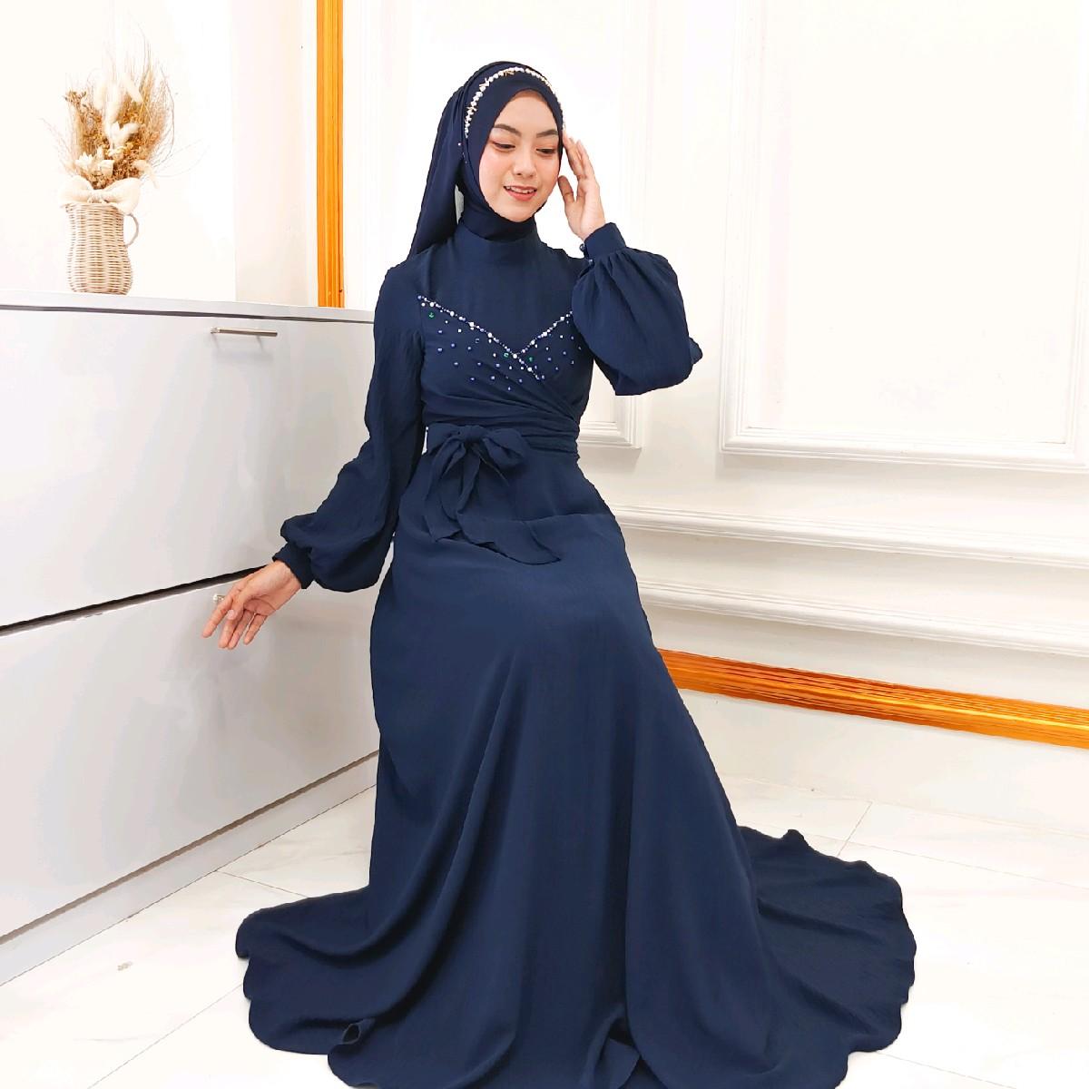 Ivana dress Kondangan By Dwiwarna Airflow Balon Kancing Muslim