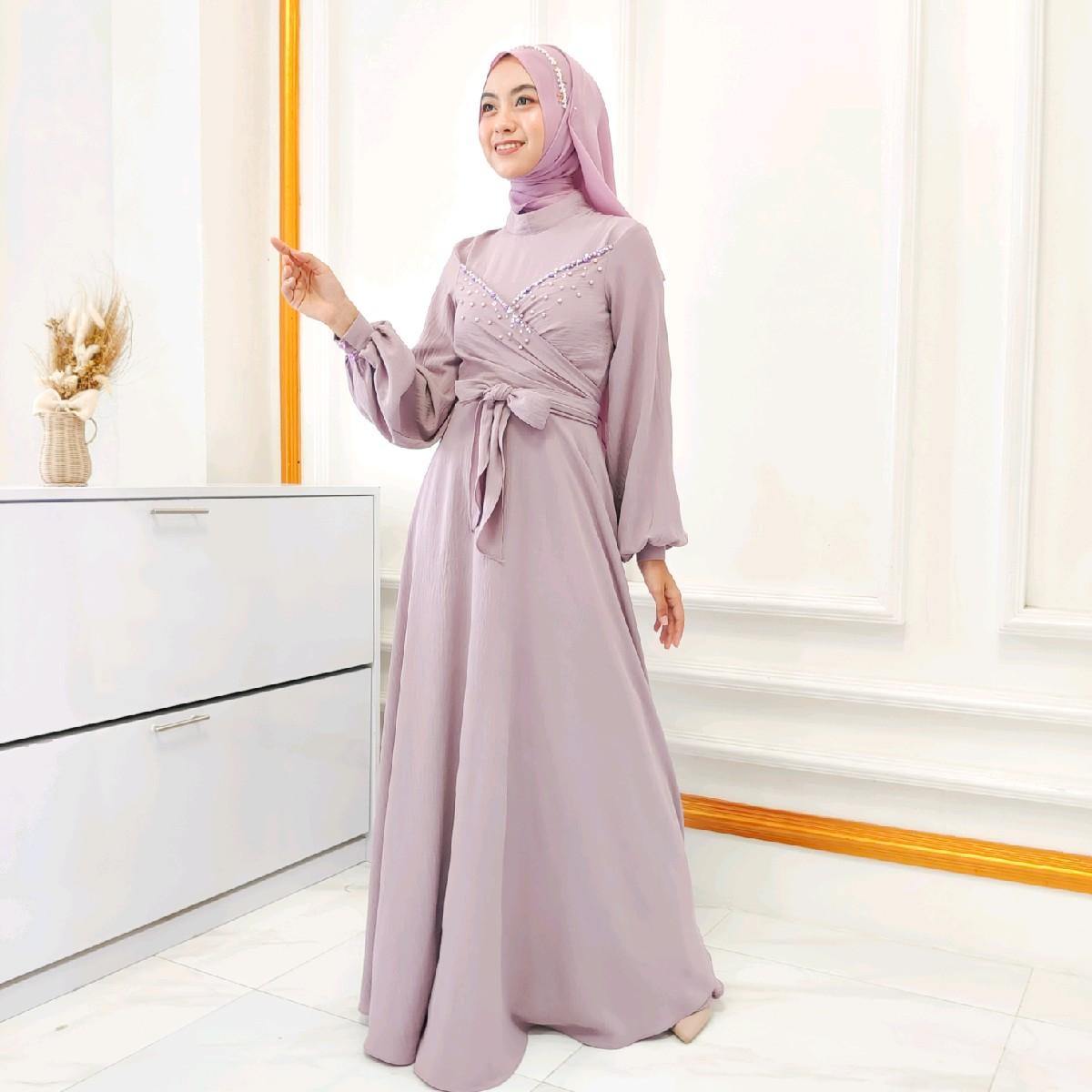 Ivana dress Kondangan By Dwiwarna Airflow Balon Kancing Muslim