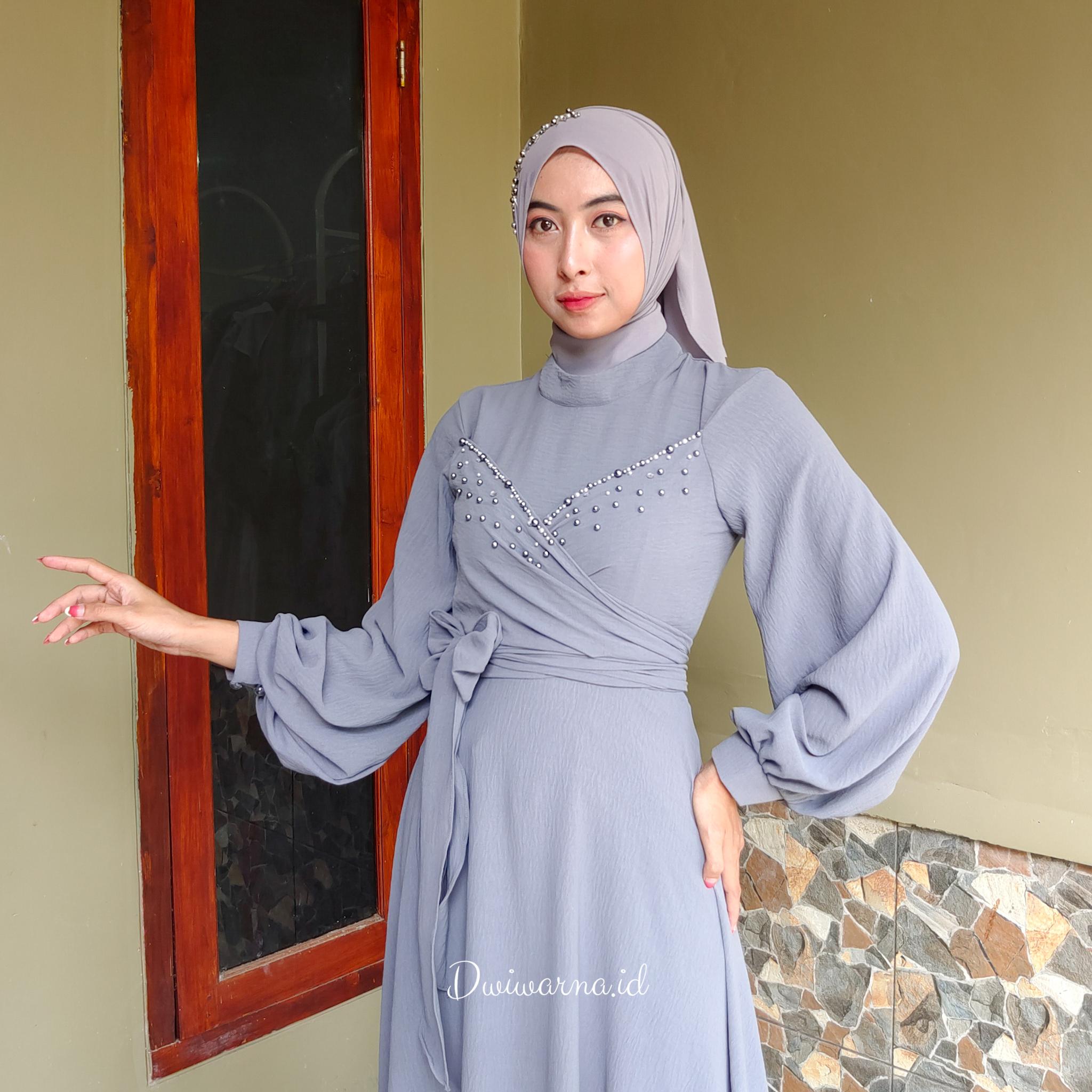 Ivana dress Kondangan By Dwiwarna Airflow Balon Kancing Muslim