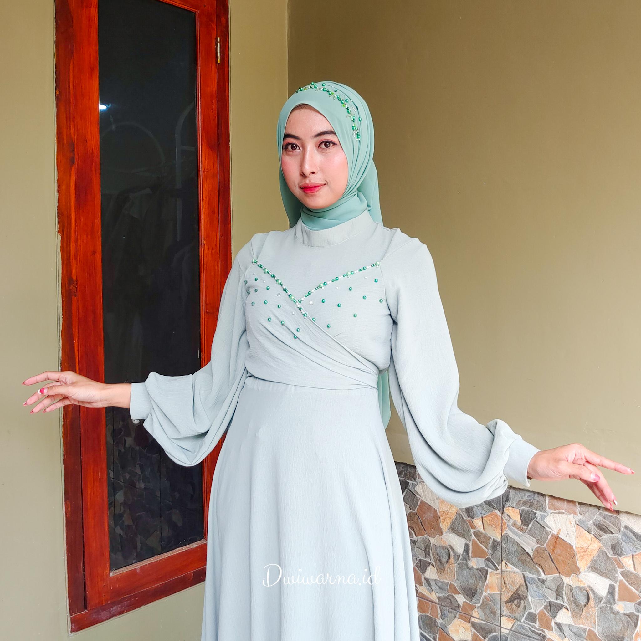 Ivana dress Kondangan By Dwiwarna Airflow Balon Kancing Muslim