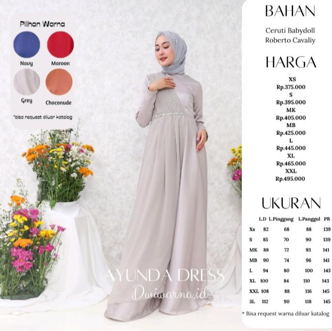 Ayunda Dress Kondangan Simpel Polos / Dress Cerrut / Dress Satin