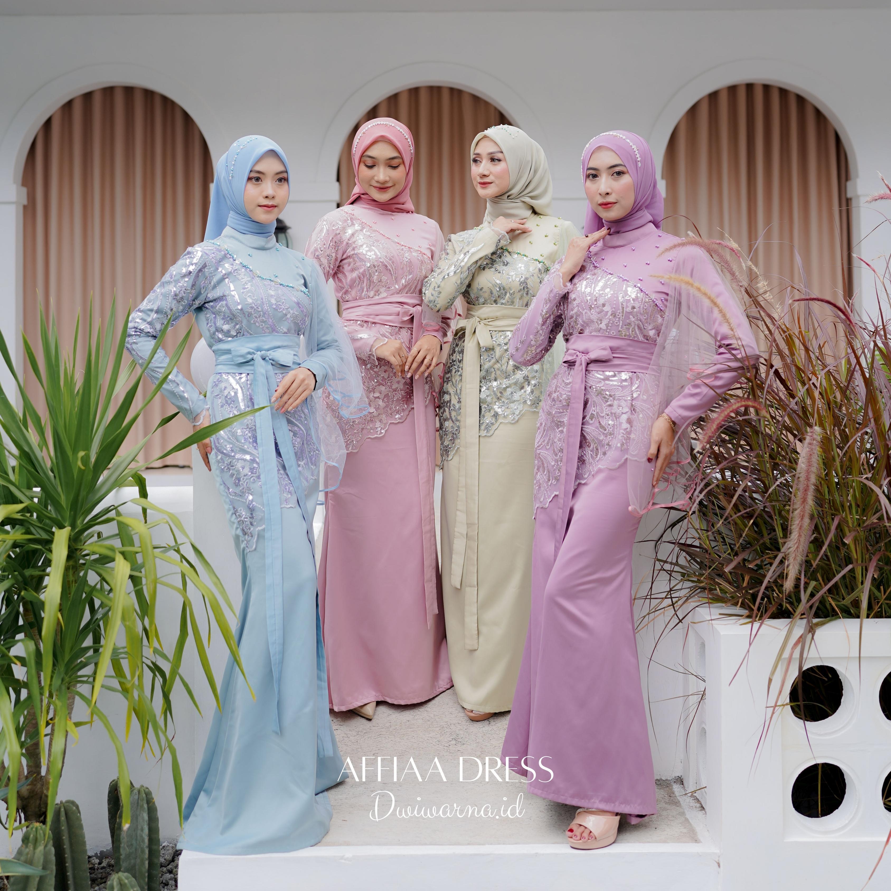 Affiaa Dres Kondangan Mermaid Tile Eksklusif Dress Muslim Motif Mutiara Kombinasi Gamis Pesta Mewah Wanita Dewasa Remaja Maxi Lebaran