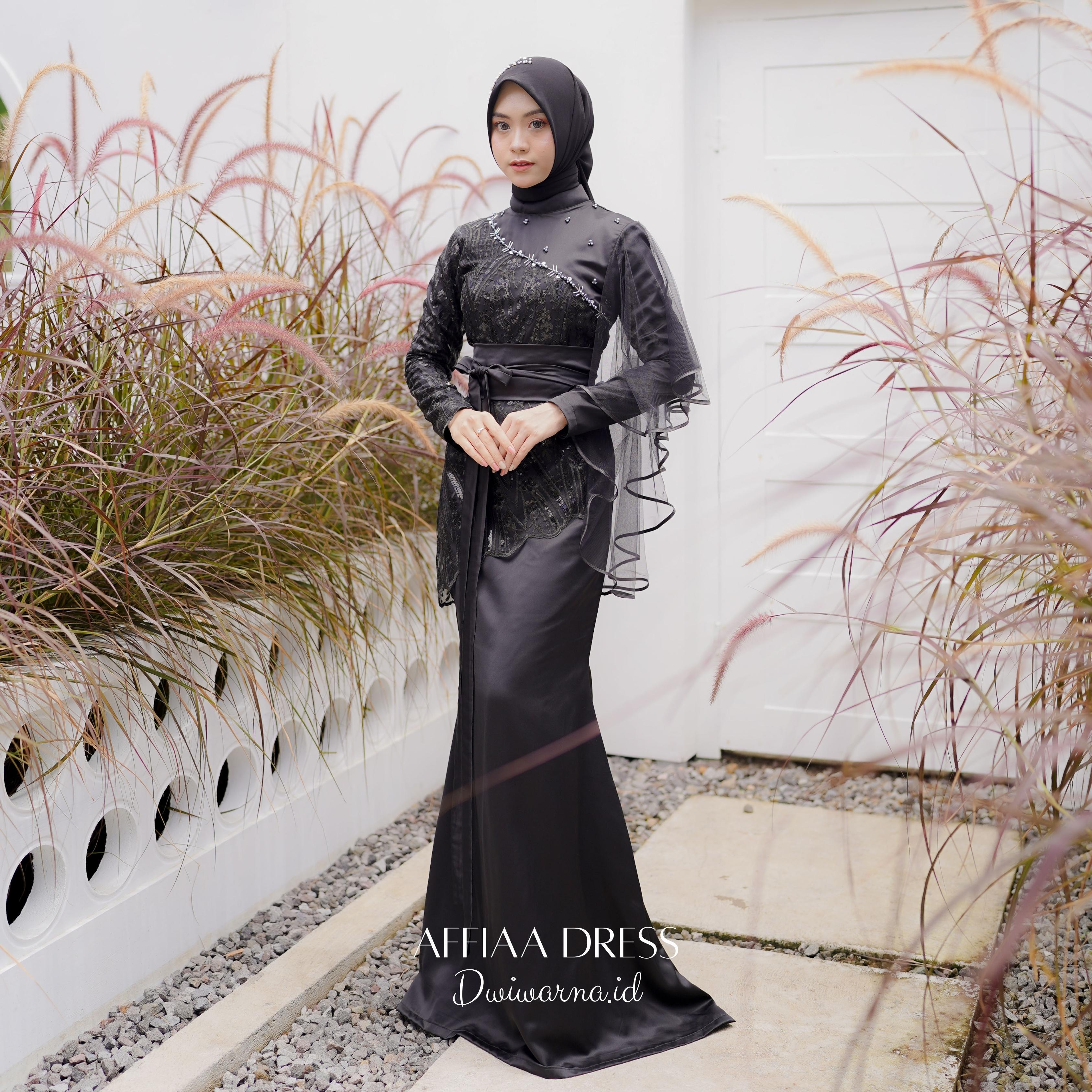 Affiaa Dres Kondangan Mermaid Tile Eksklusif Dress Muslim Motif Mutiara Kombinasi Gamis Pesta Mewah Wanita Dewasa Remaja Maxi Lebaran