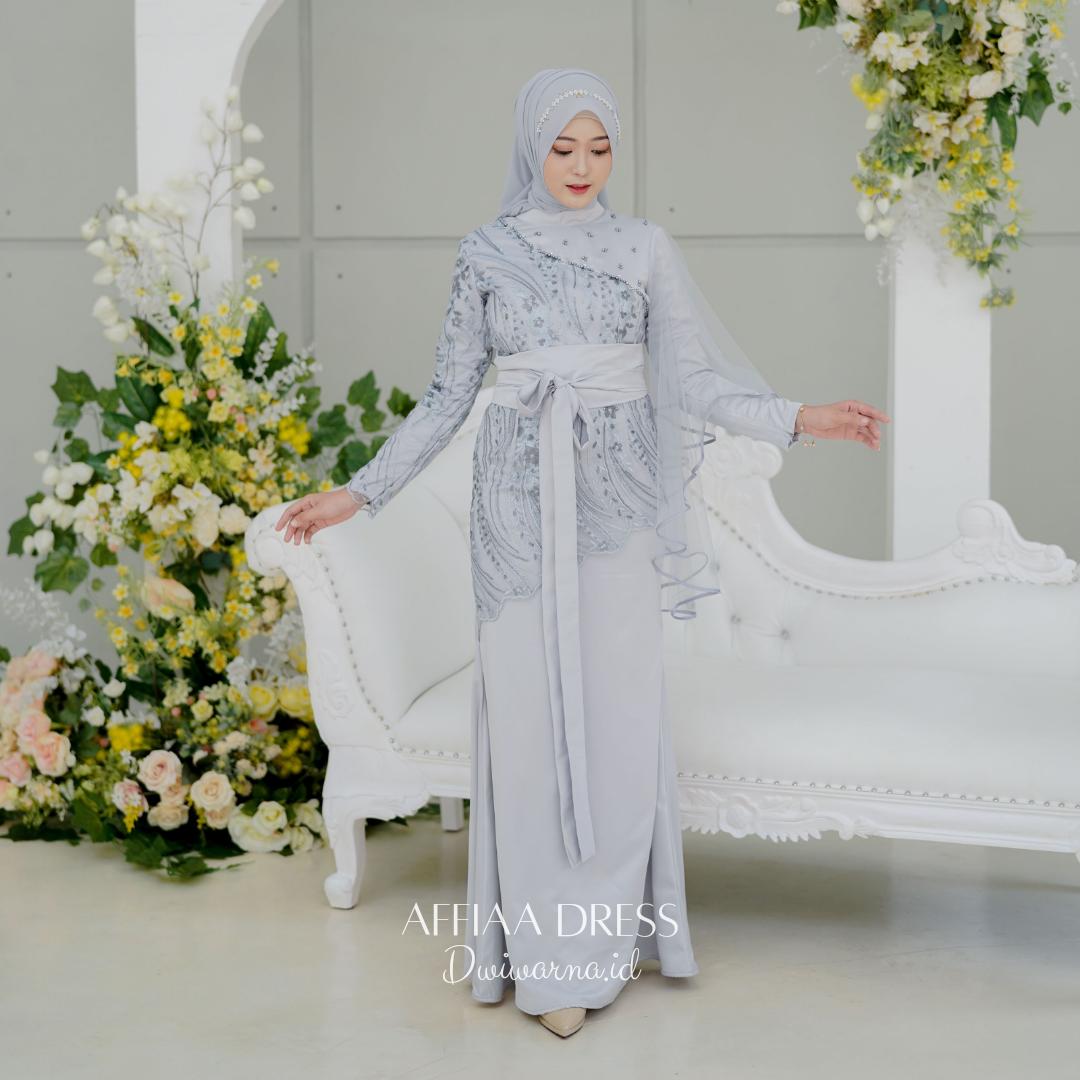 Affiaa Dres Kondangan Mermaid Tile Eksklusif Dress Muslim Motif Mutiara Kombinasi Gamis Pesta Mewah Wanita Dewasa Remaja Maxi Lebaran