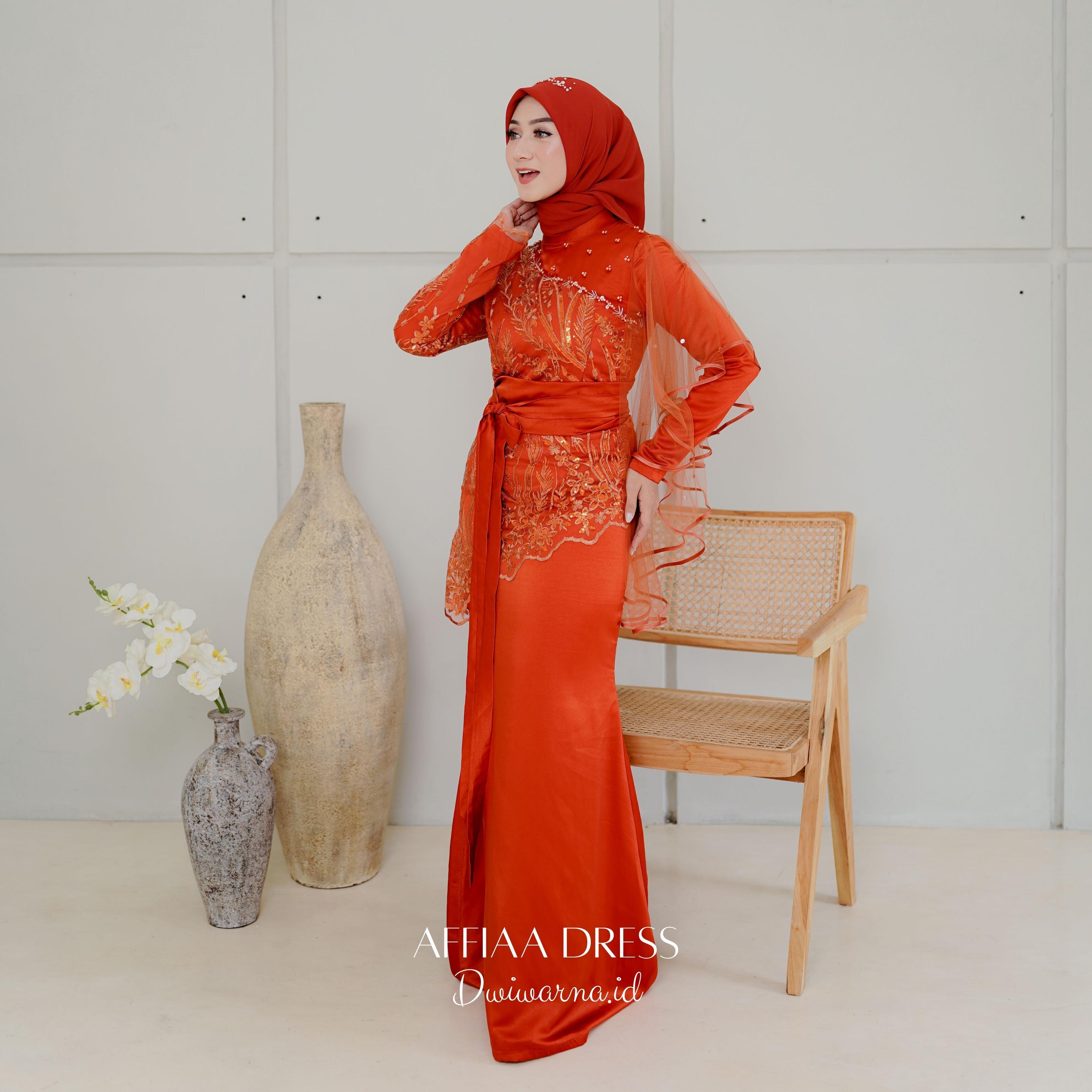 Affiaa Dres Kondangan Mermaid Tile Eksklusif Dress Muslim Motif Mutiara Kombinasi Gamis Pesta Mewah Wanita Dewasa Remaja Maxi Lebaran