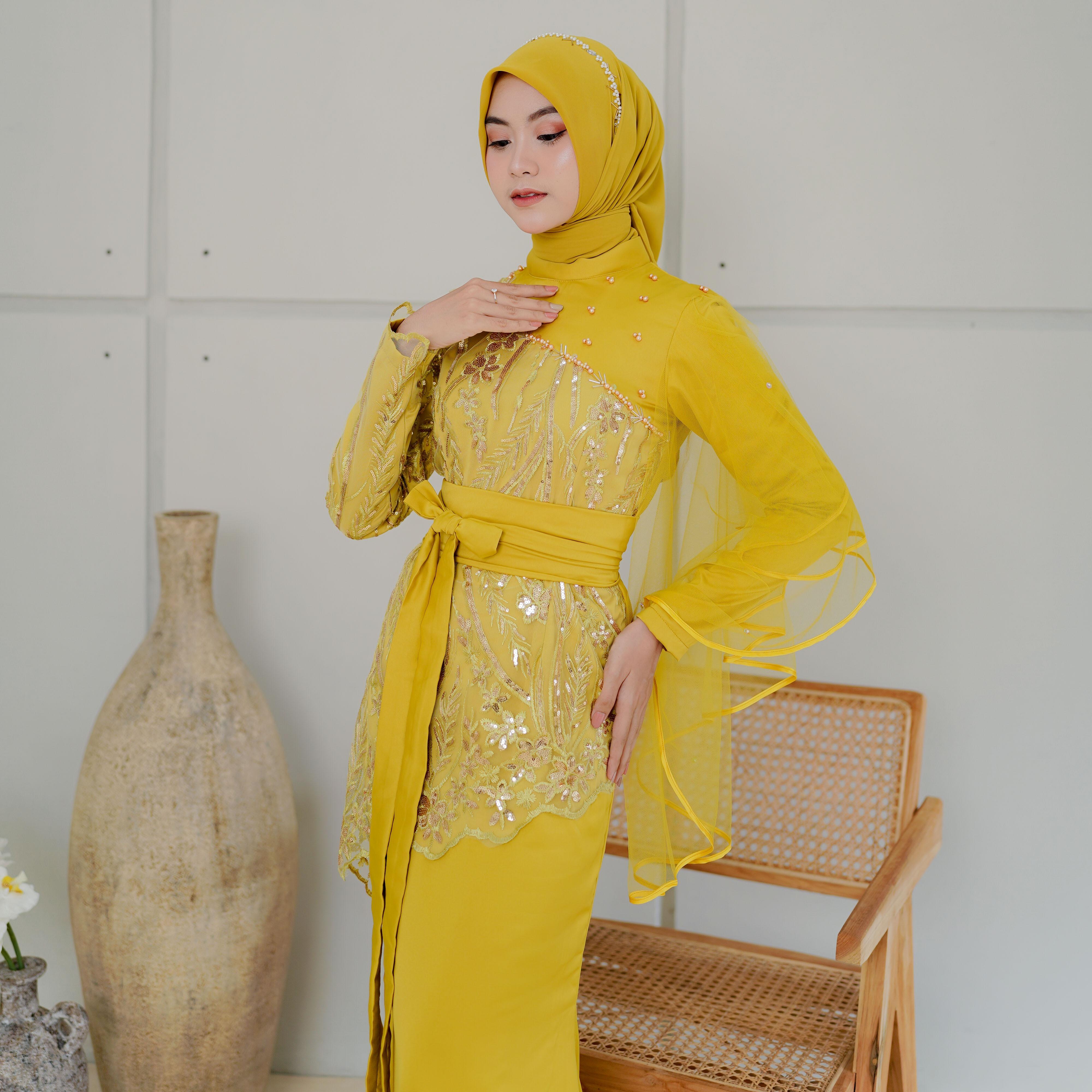 Affiaa Dres Kondangan Mermaid Tile Eksklusif Dress Muslim Motif Mutiara Kombinasi Gamis Pesta Mewah Wanita Dewasa Remaja Maxi Lebaran