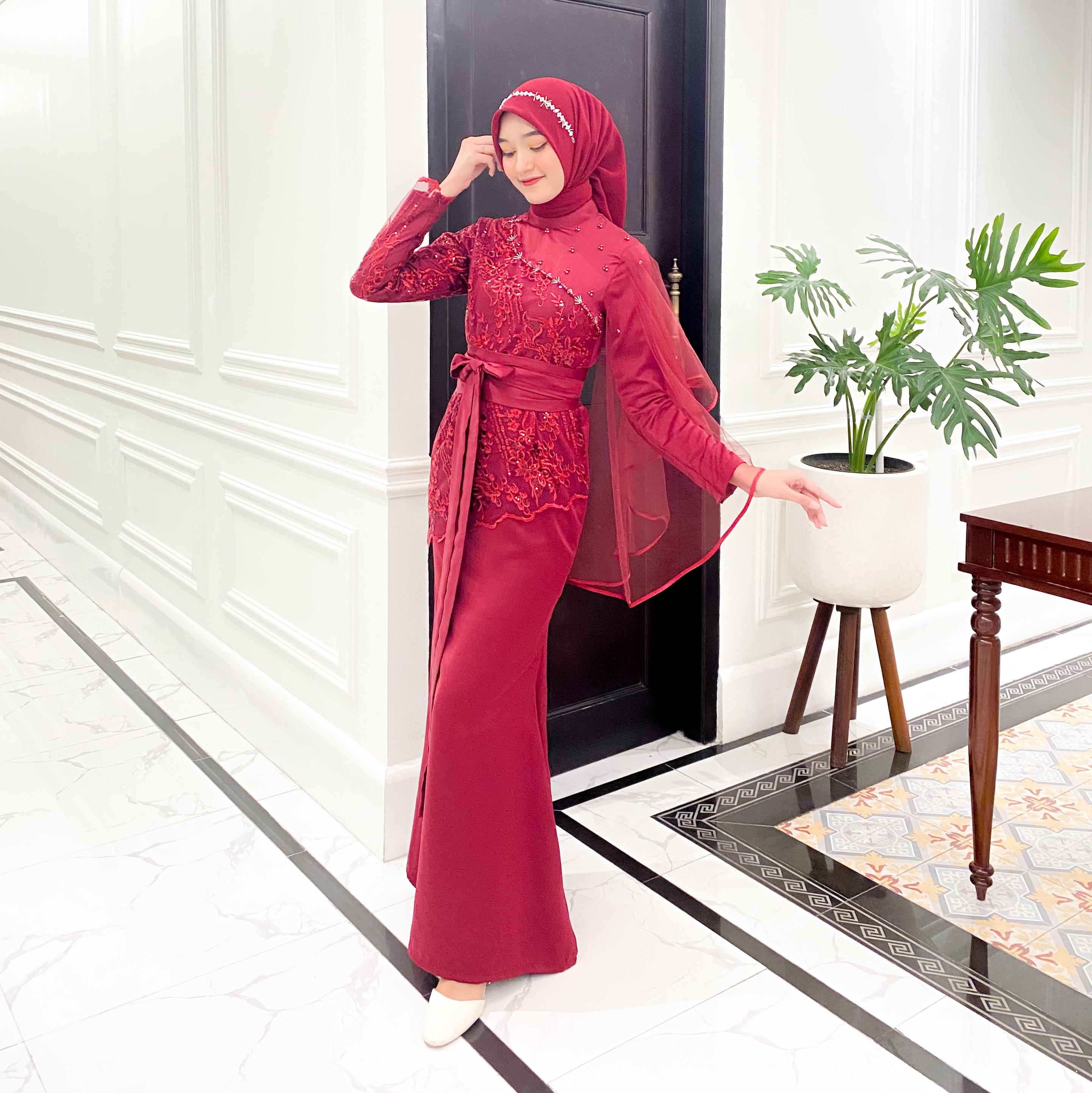 Affiaa Dres Kondangan Mermaid Tile Eksklusif Dress Muslim Motif Mutiara Kombinasi Gamis Pesta Mewah Wanita Dewasa Remaja Maxi Lebaran