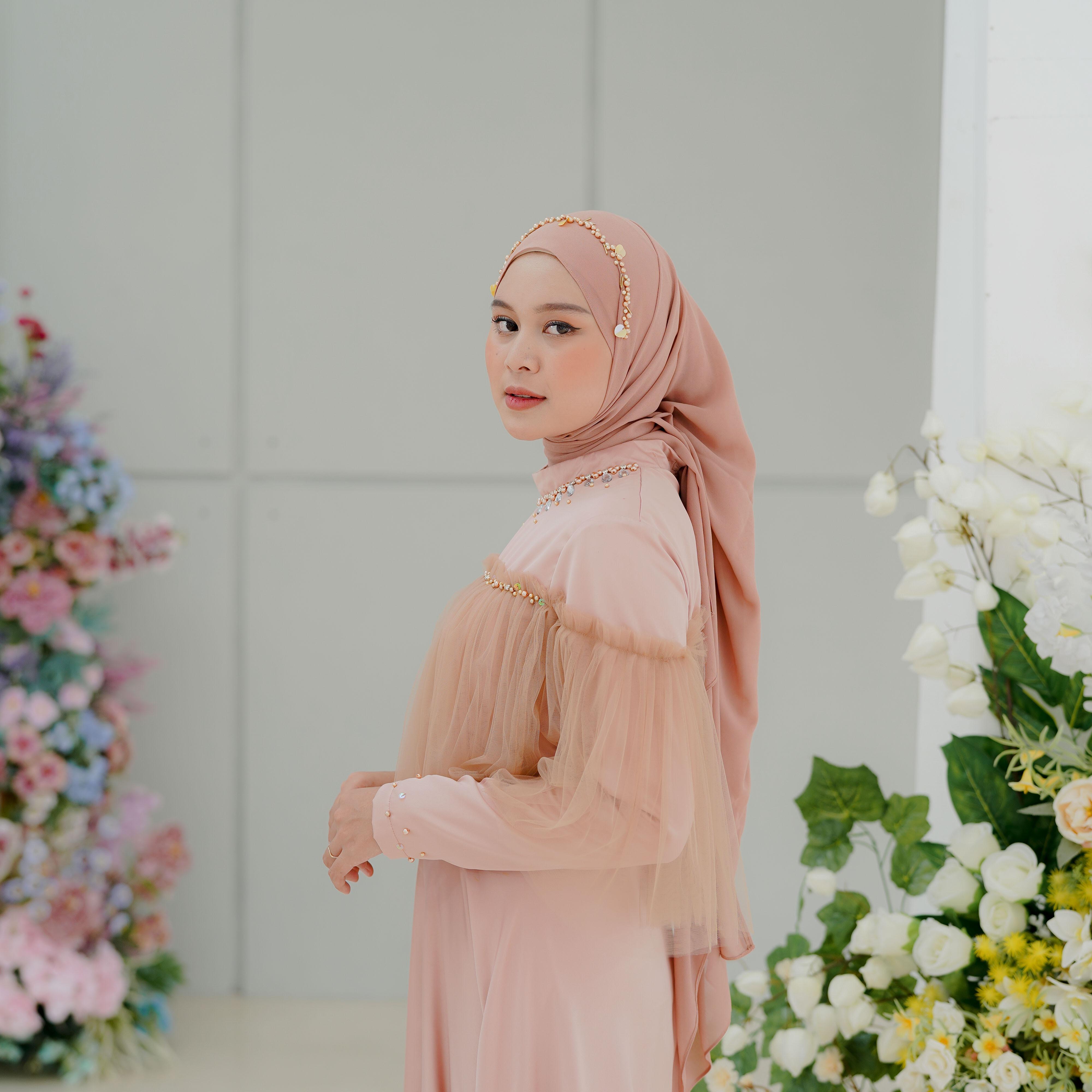 Khalista Dress Polos Tile Payet Premium Kombinasi Muslim Kondangan Wanita Pesta Gamis Gaun