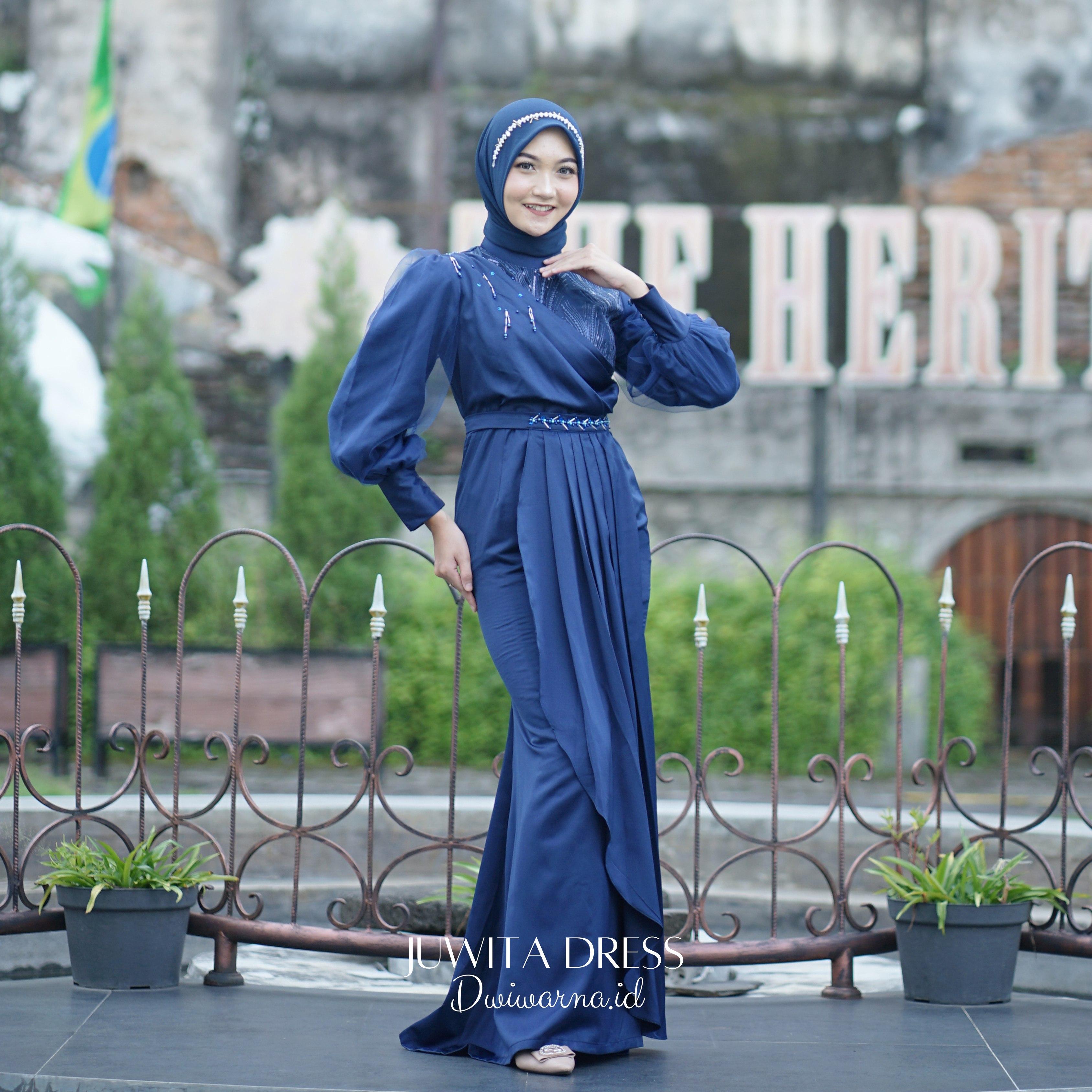 Juwita Dress Kondangan Mermaid Brokat Berpayet, Layer Belt ekslusif bordir tebal dengan Layer cantik Full Payet Kombinasi Muslim Mutiara Rumbai