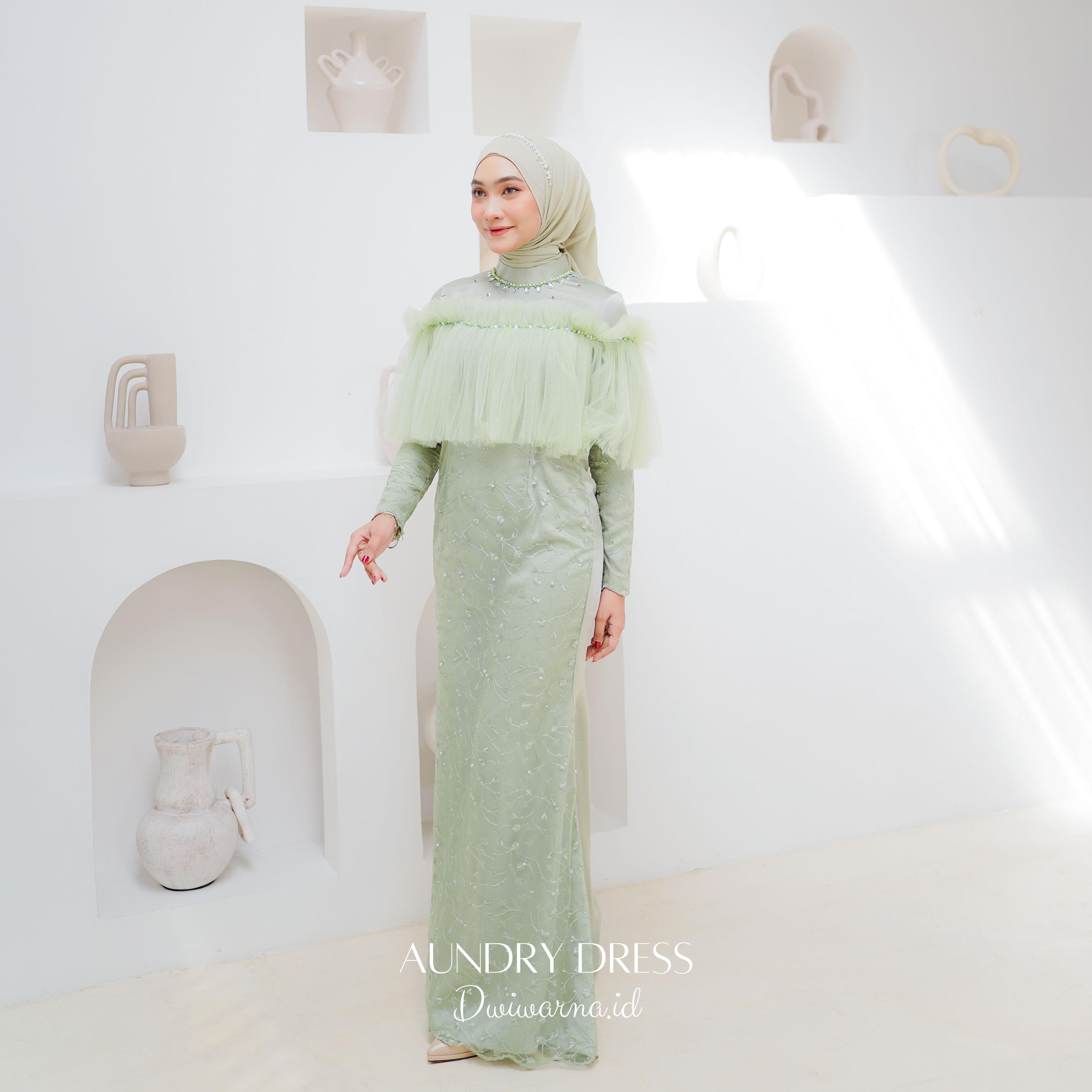 Aundry Dress Kondangan kombinasi Brukat Tile by Dwiwarna Muslim Mutiara