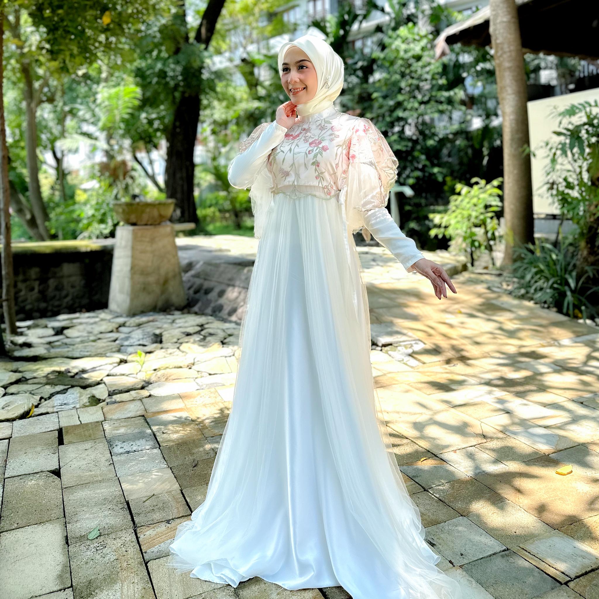 Larenssia Dress terbaru by Dwiwarna Dress Tille Motif Bunga Dress Gaun Kombinasi