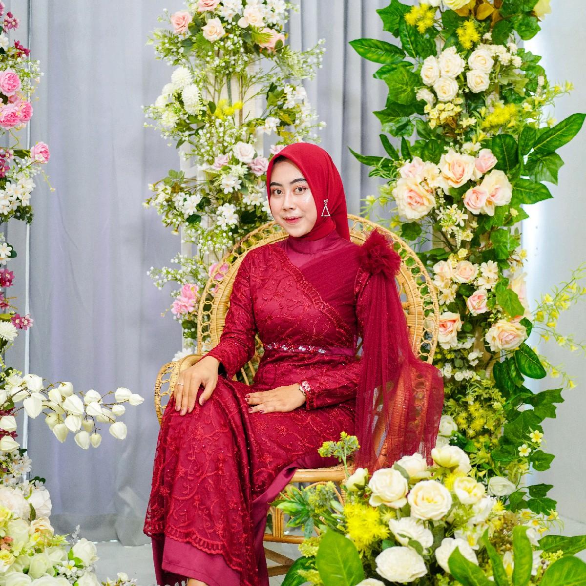 Arena Dres Mermaid payet Brukat Tile Halus Bunga Gaun Kombinasi Muslim Mewah Formal Mutiara Nyaman