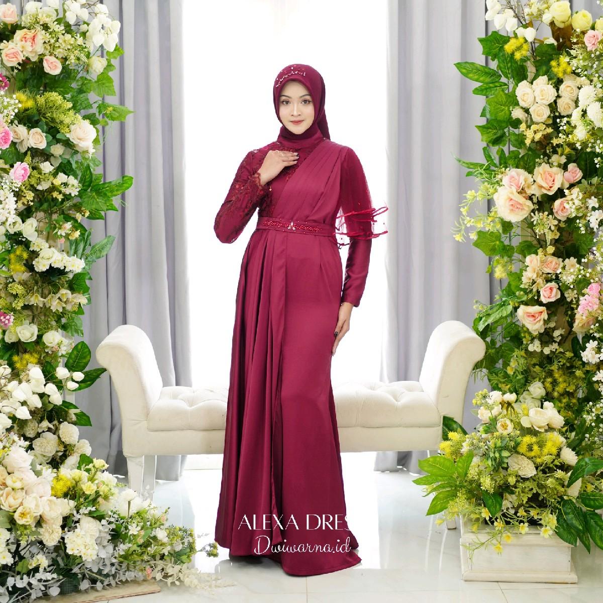 Alexa Dress Kondangan Brukat ekslusif dengan tile dan Full Payet Premium Cantik Formal Kombinasi Mewah