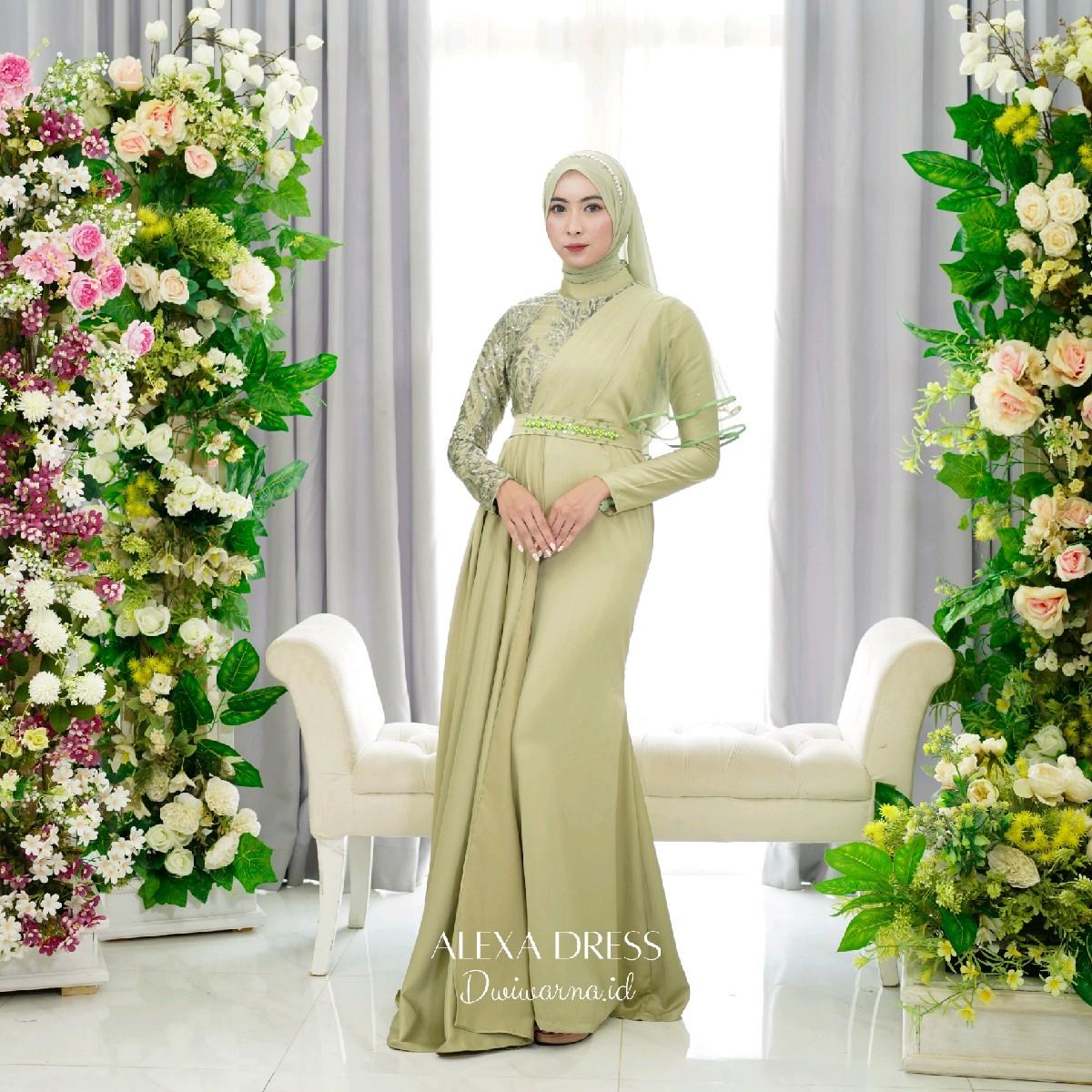 Alexa Dress Kondangan Brukat ekslusif dengan tile dan Full Payet Premium Cantik Formal Kombinasi Mewah