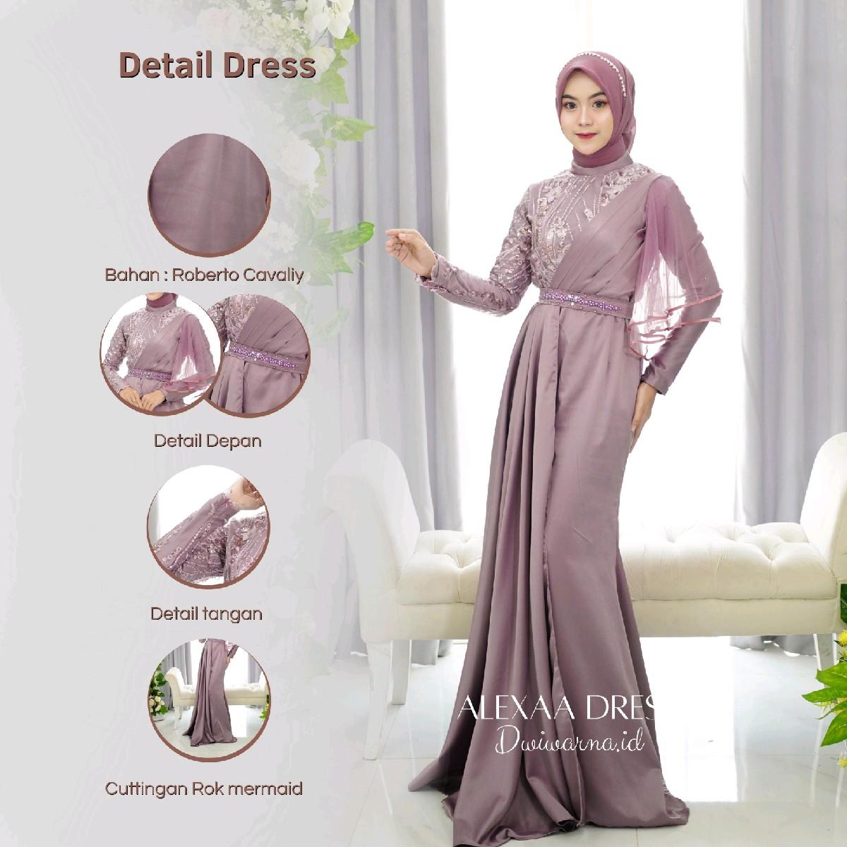 Alexa Dress Kondangan Brukat ekslusif dengan tile dan Full Payet Premium Cantik Formal Kombinasi Mewah