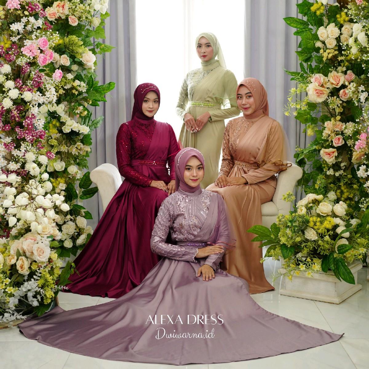 Alexa Dress Kondangan Brukat ekslusif dengan tile dan Full Payet Premium Cantik Formal Kombinasi Mewah