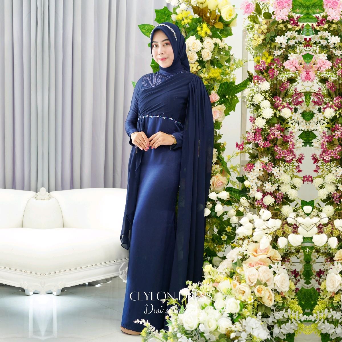 "Ceylon Dress" Kondangan/Dress Cerruti/cutting mermaid/Brukat dan Payet Premium Dress Mewah Muslim Wanita