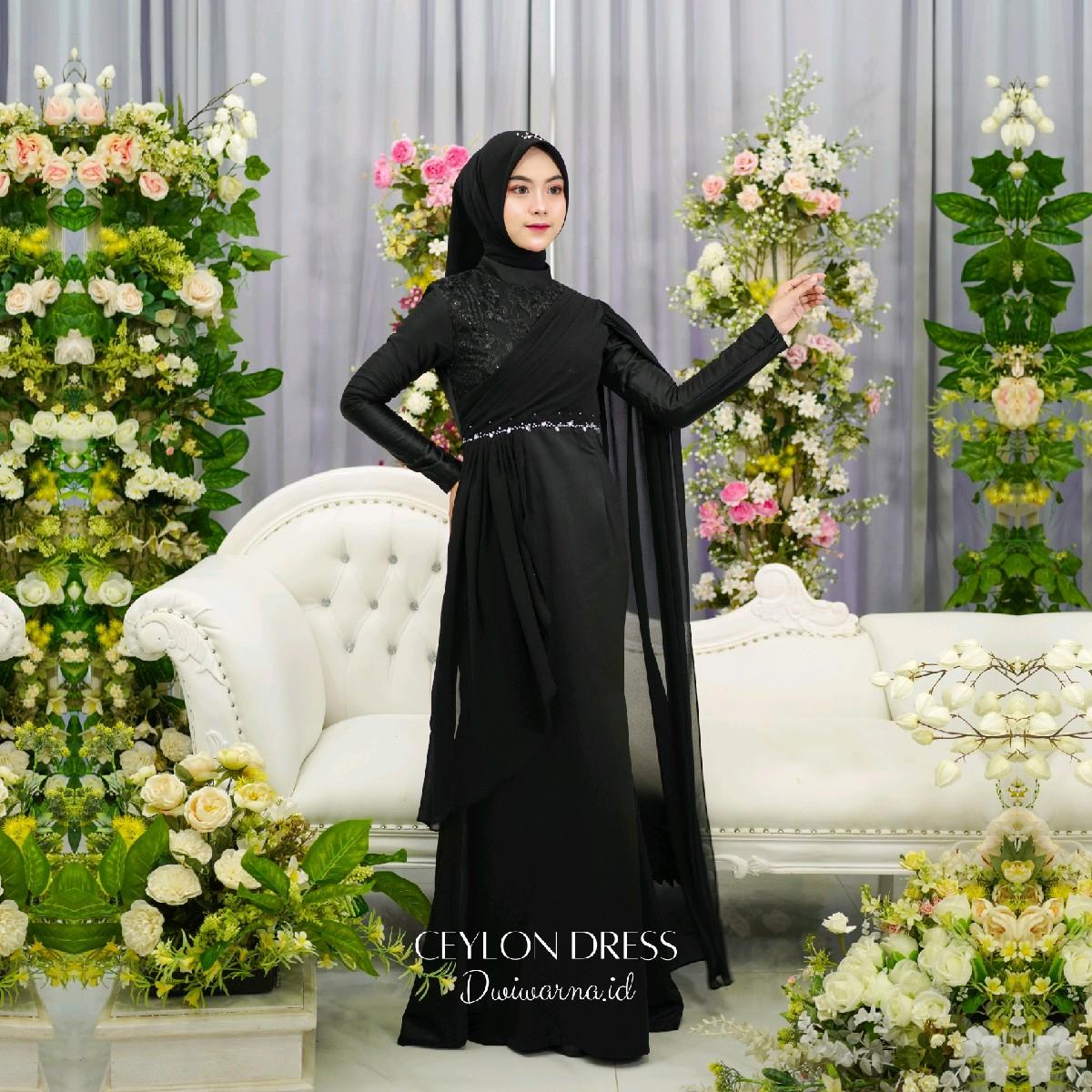 "Ceylon Dress" Kondangan/Dress Cerruti/cutting mermaid/Brukat dan Payet Premium Dress Mewah Muslim Wanita
