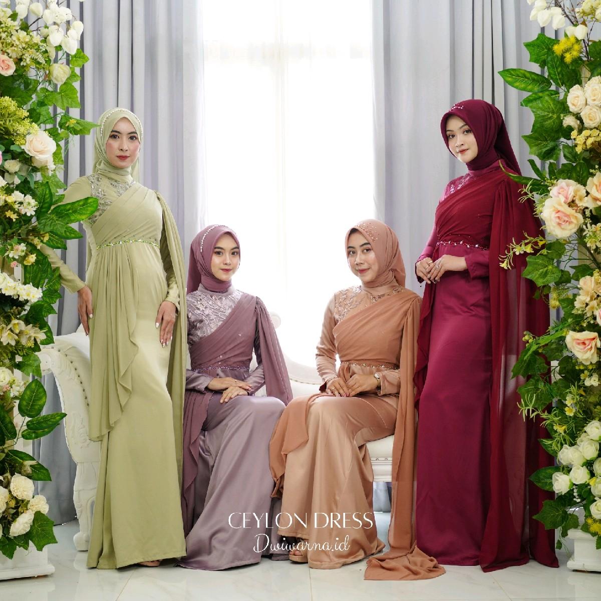"Ceylon Dress" Kondangan/Dress Cerruti/cutting mermaid/Brukat dan Payet Premium Dress Mewah Muslim Wanita