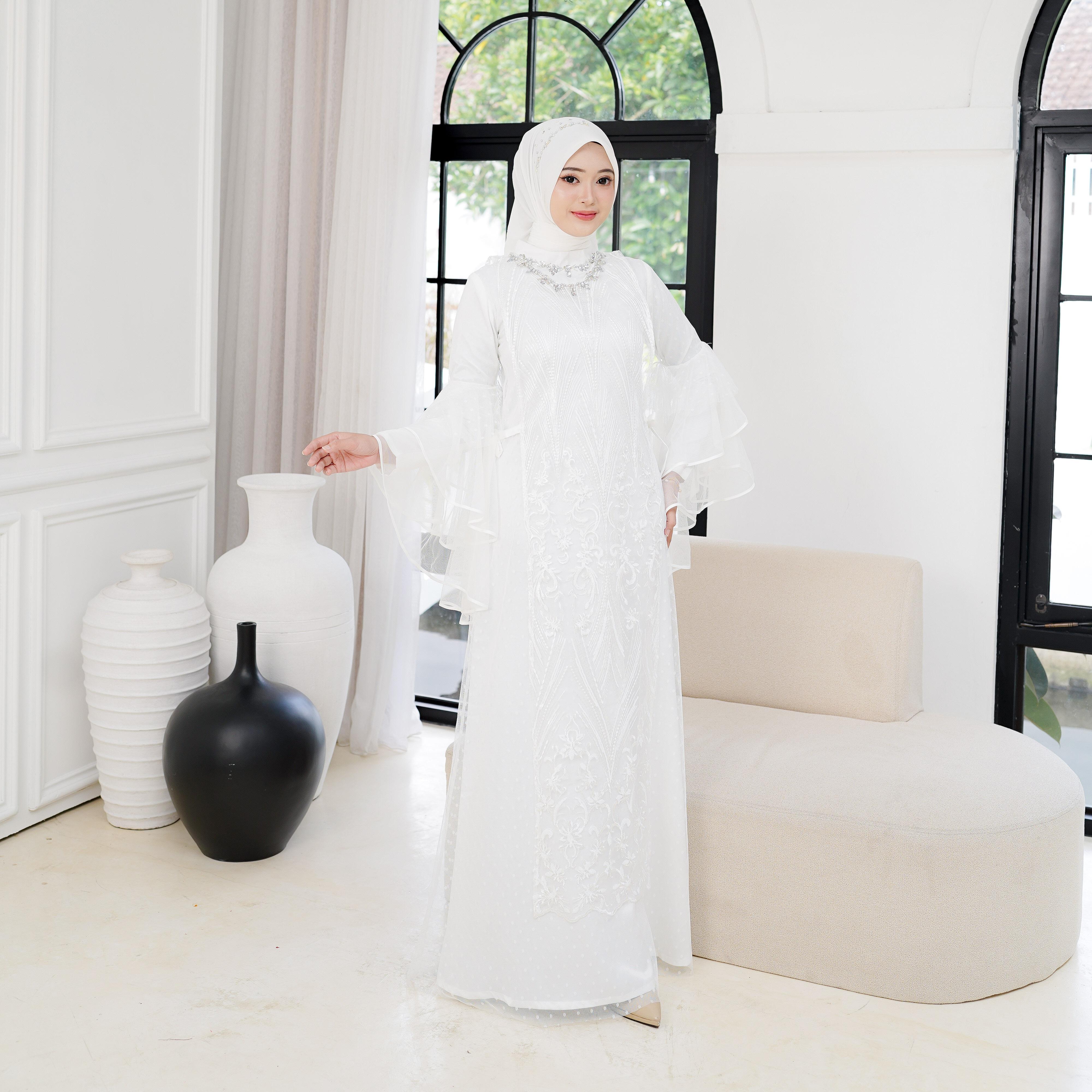 Halyzia Dress  Tile Brukat Simpel Kombinasi Muslim Mutiara Payet