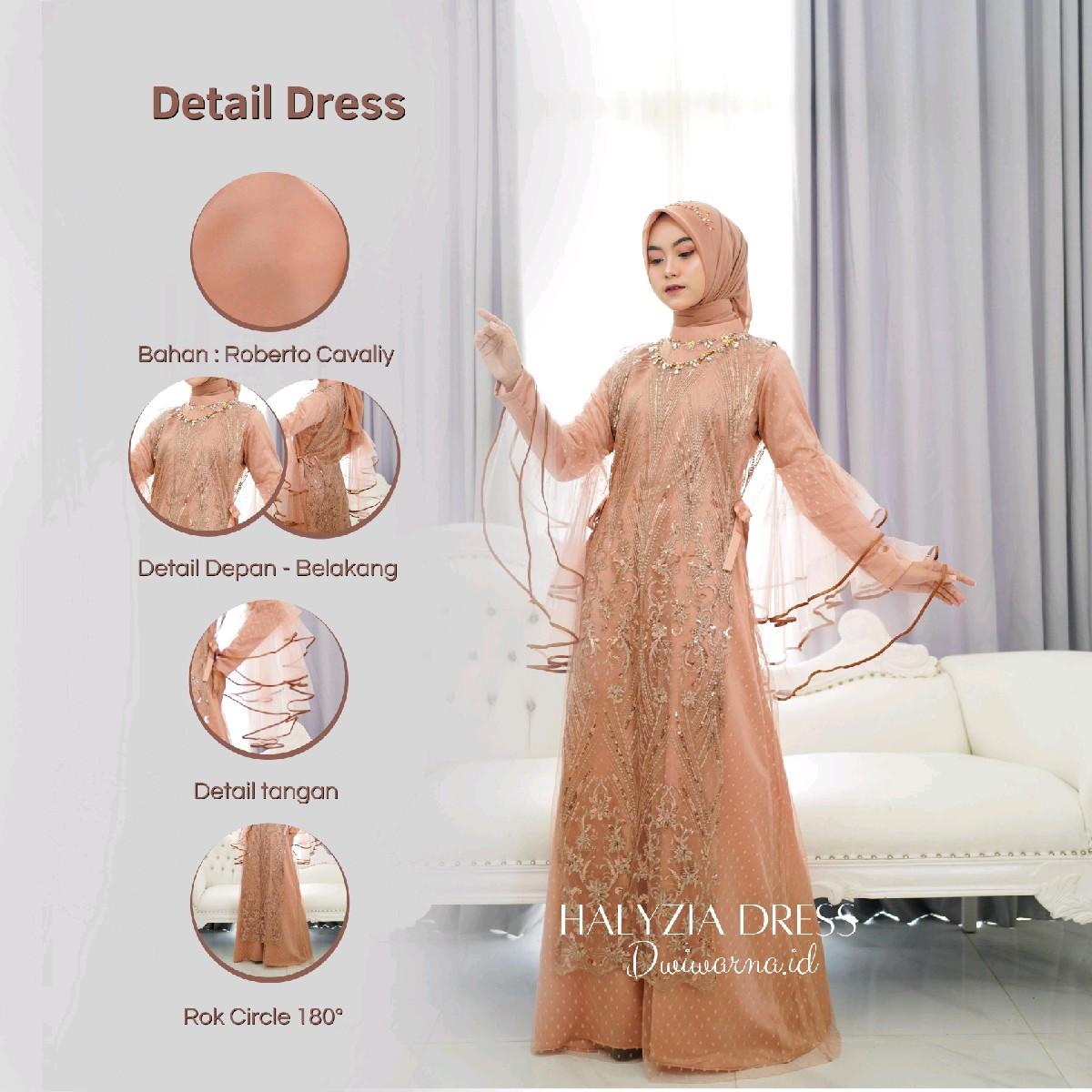 Halyzia Dress  Tile Brukat Simpel Kombinasi Muslim Mutiara Payet