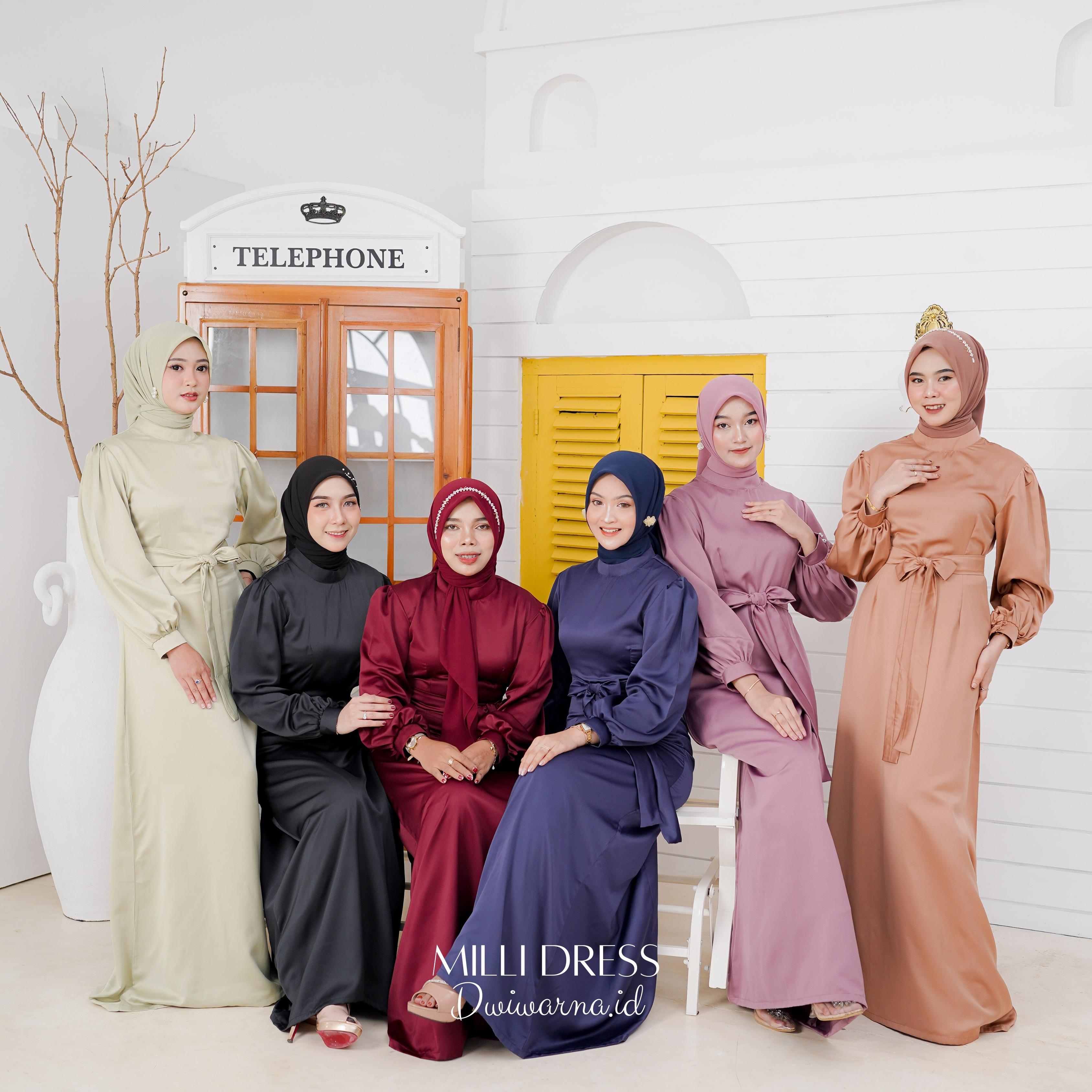 Milli Dress Kondangan Cavali Terbaru Polos Simpel 100rb an Formal Muslim