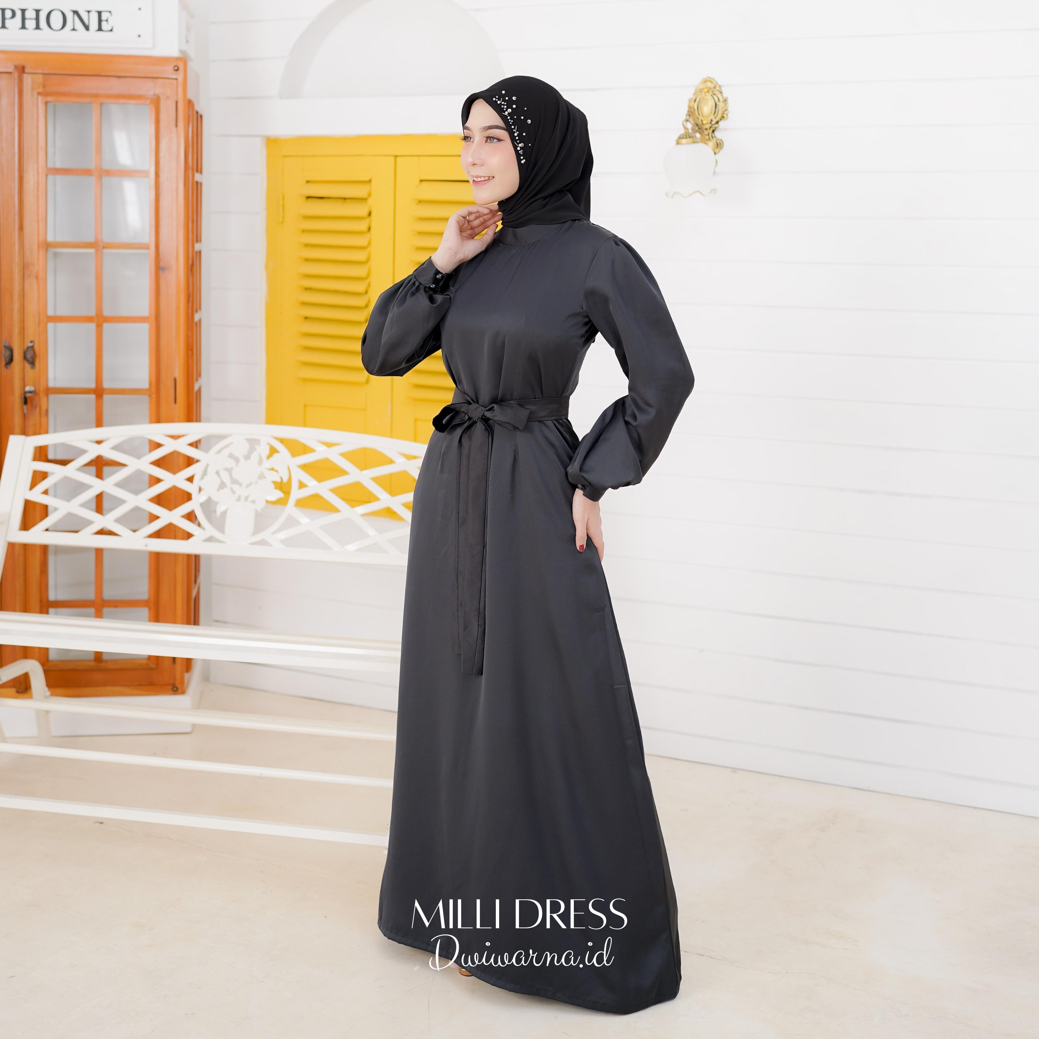 Milli Dress Kondangan Cavali Terbaru Polos Simpel 100rb an Formal Muslim