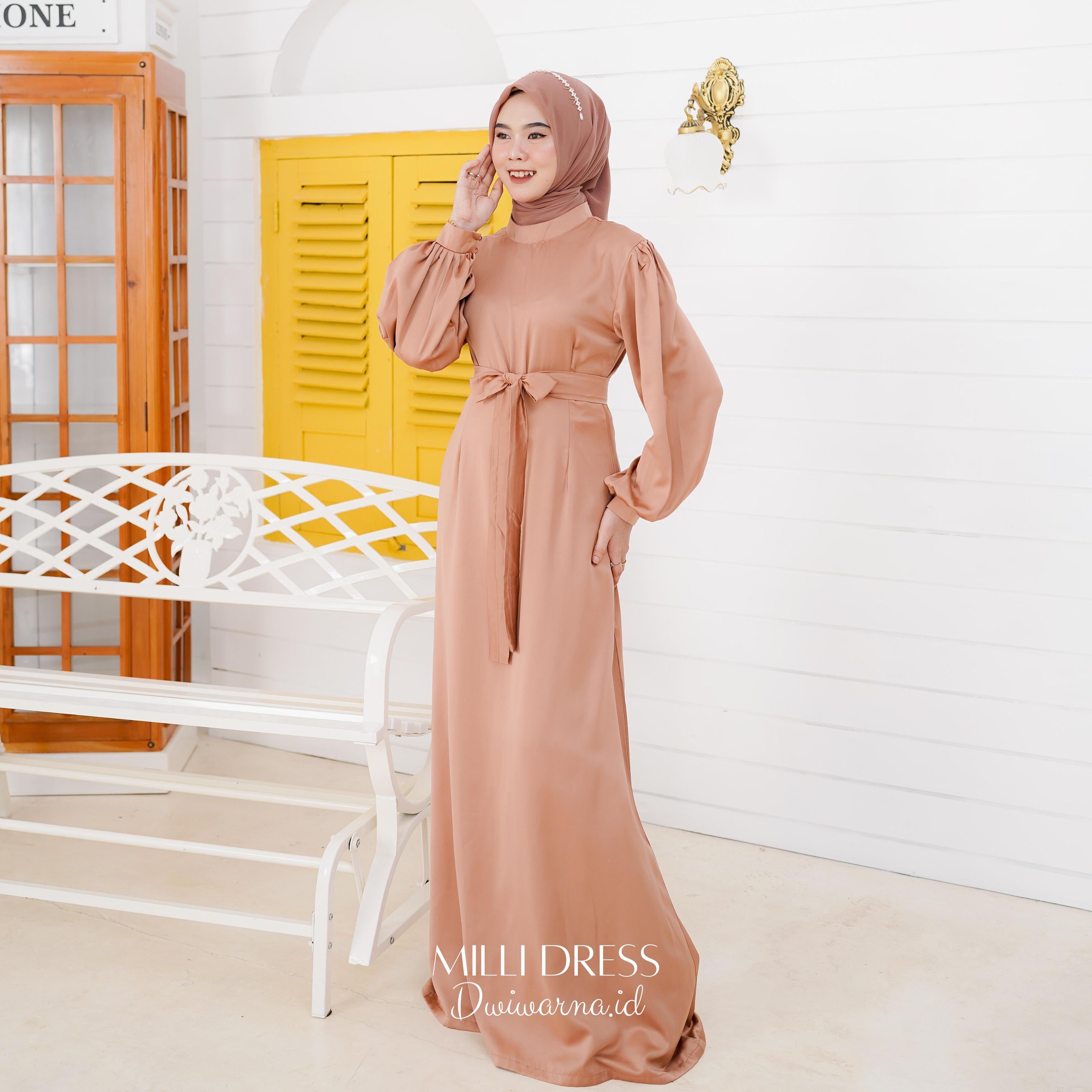 Milli Dress Kondangan Cavali Terbaru Polos Simpel 100rb an Formal Muslim