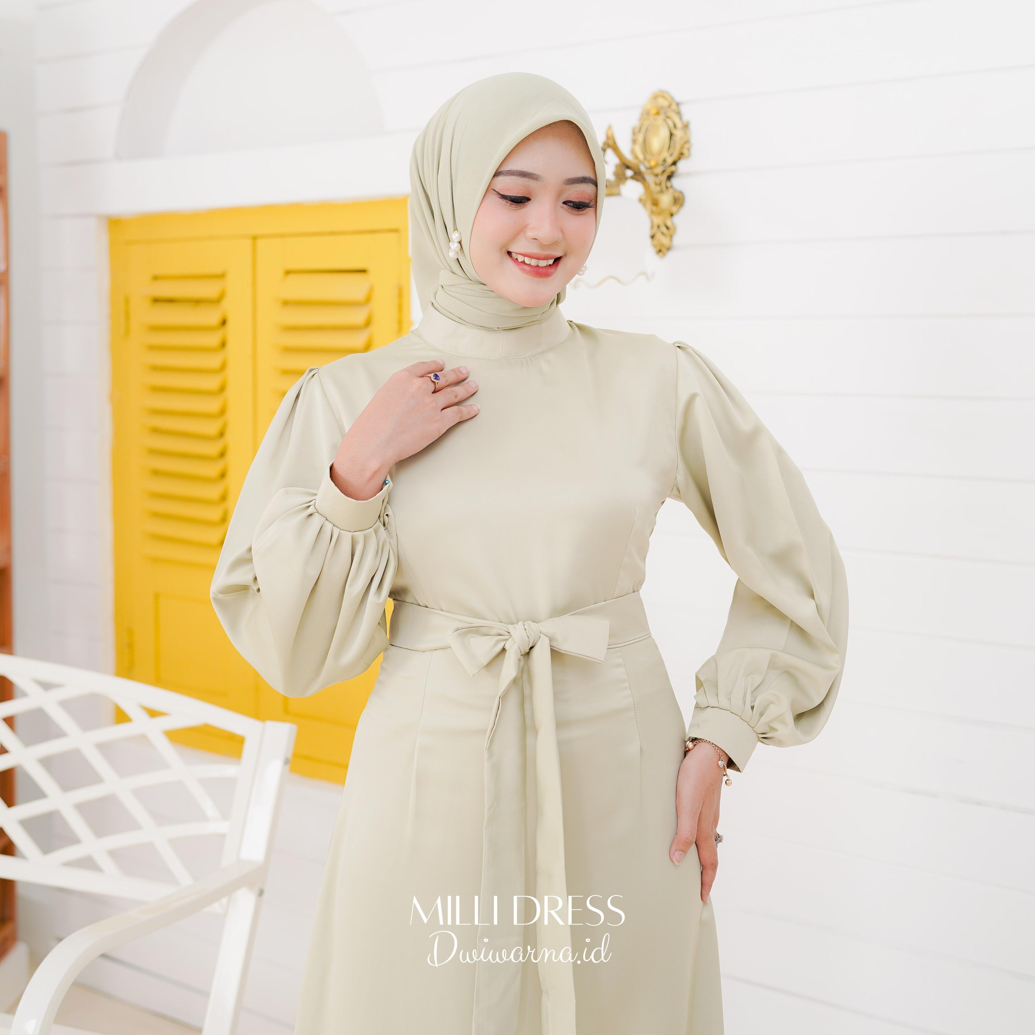 Milli Dress Kondangan Cavali Terbaru Polos Simpel 100rb an Formal Muslim