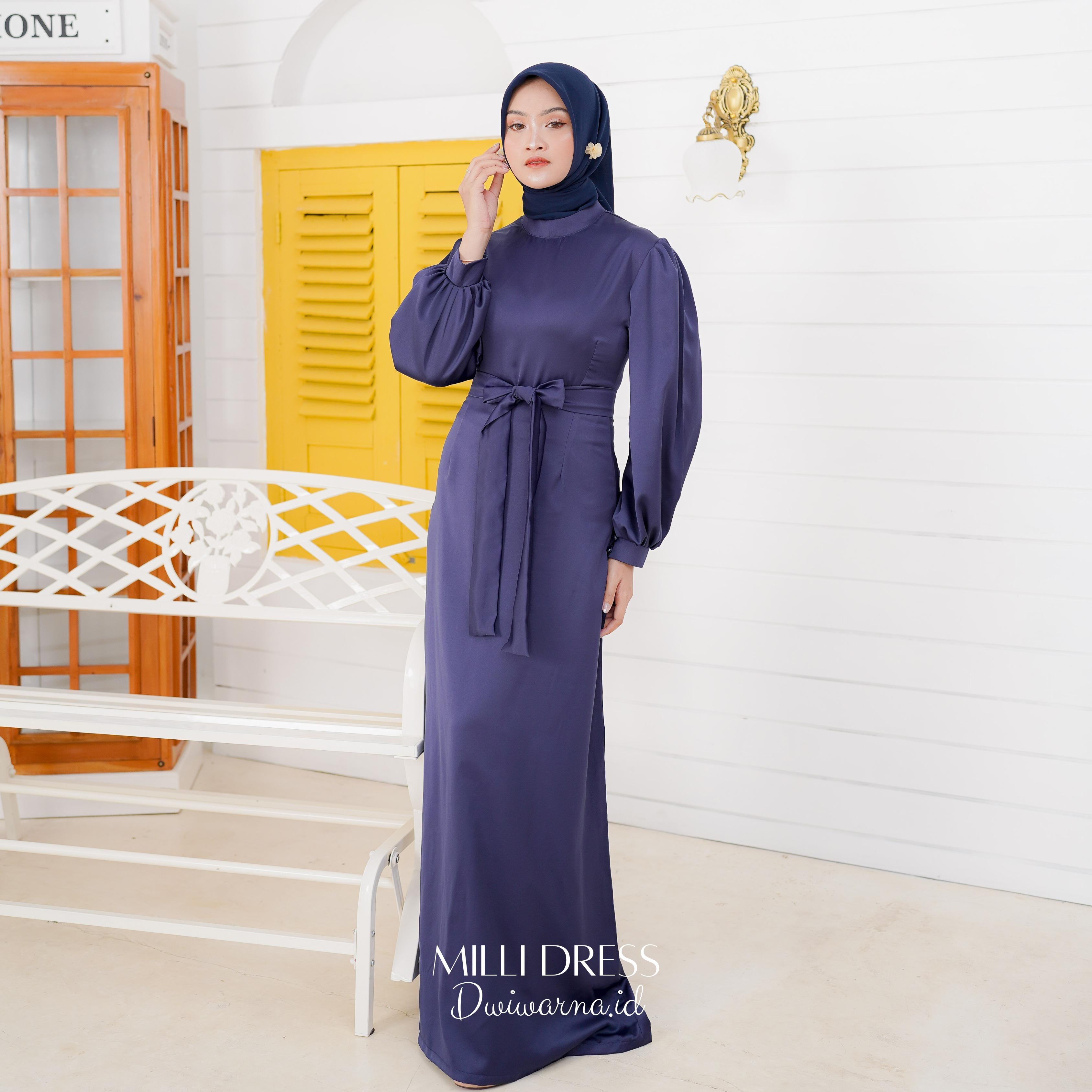 Milli Dress Kondangan Cavali Terbaru Polos Simpel 100rb an Formal Muslim