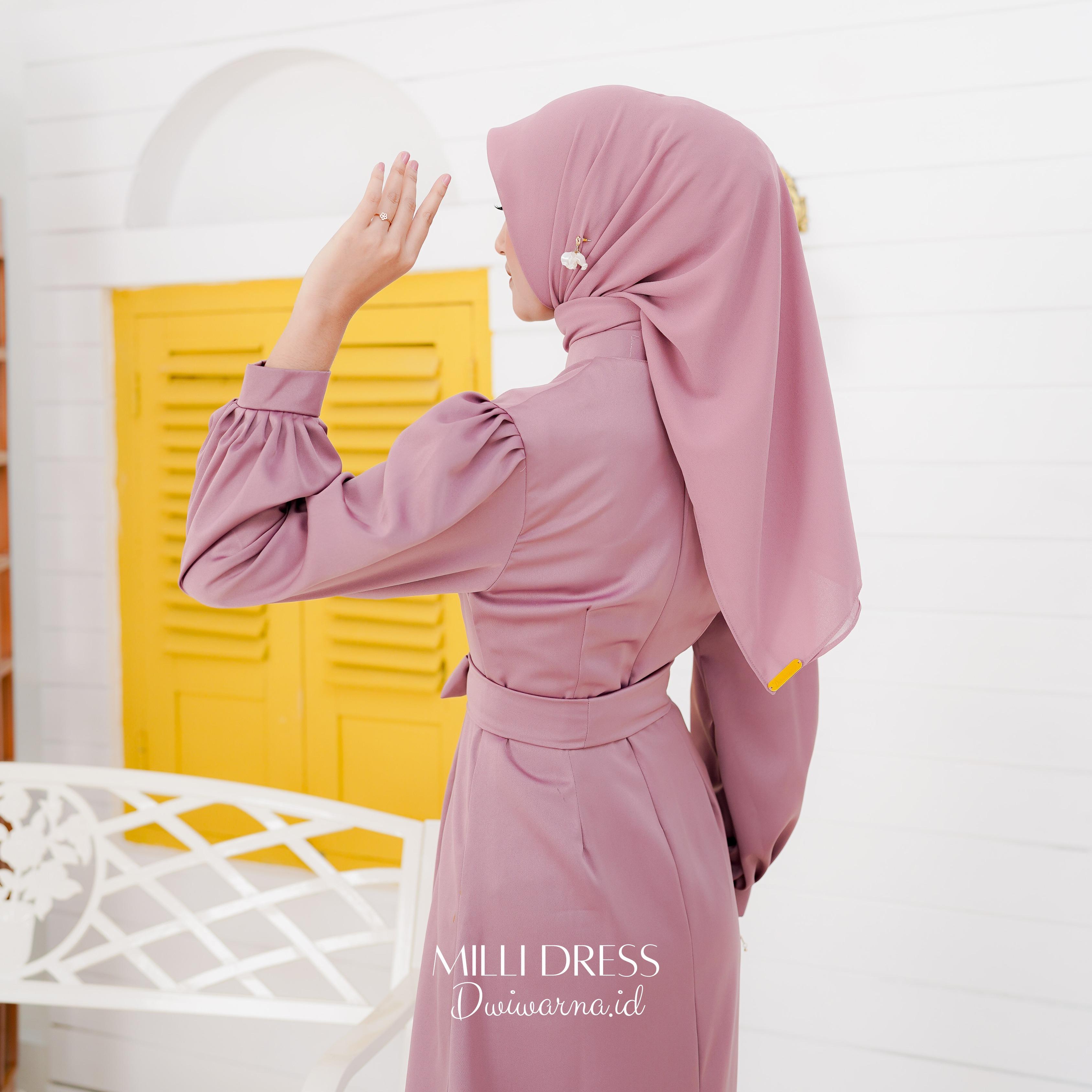 Milli Dress Kondangan Cavali Terbaru Polos Simpel 100rb an Formal Muslim