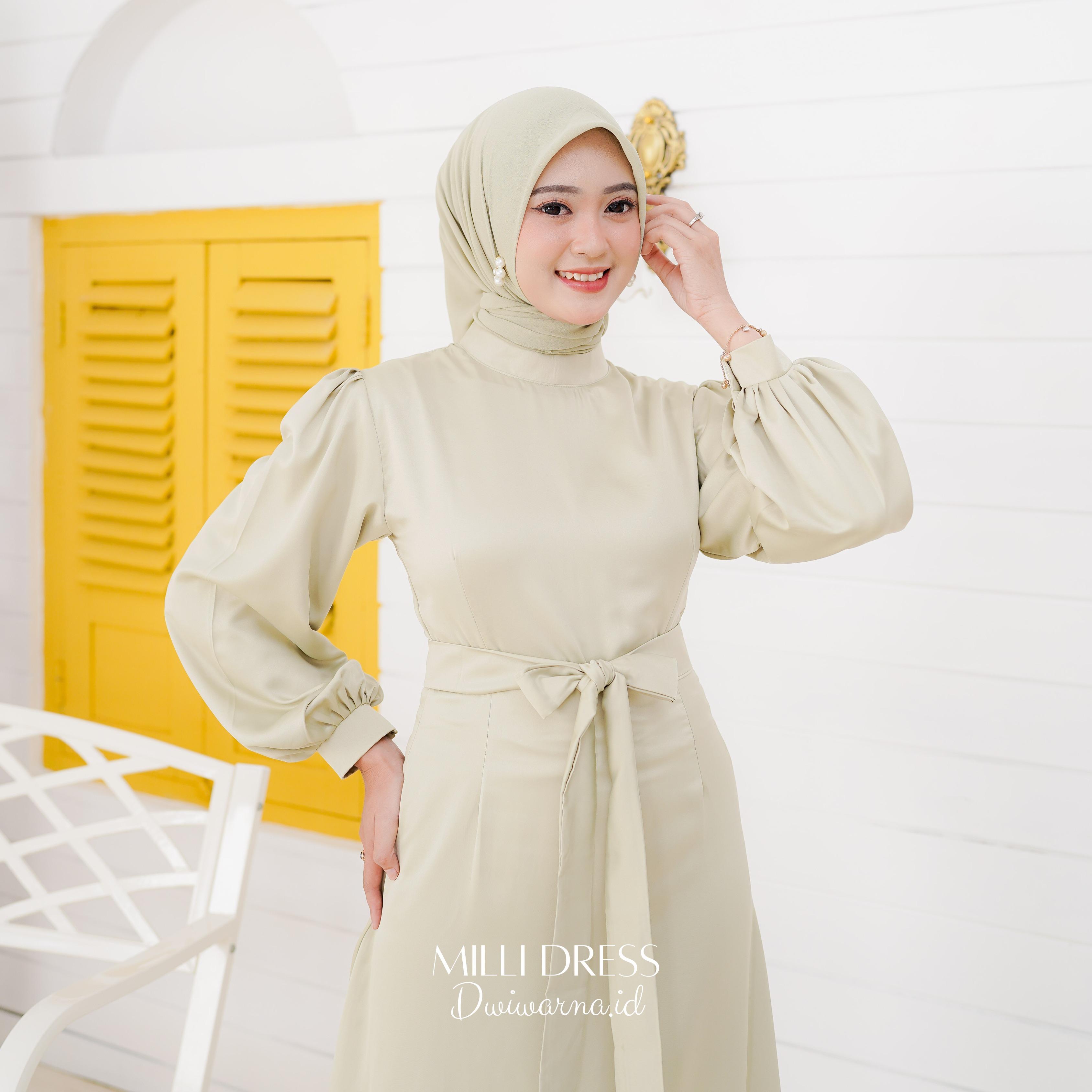 Milli Dress Kondangan Cavali Terbaru Polos Simpel 100rb an Formal Muslim