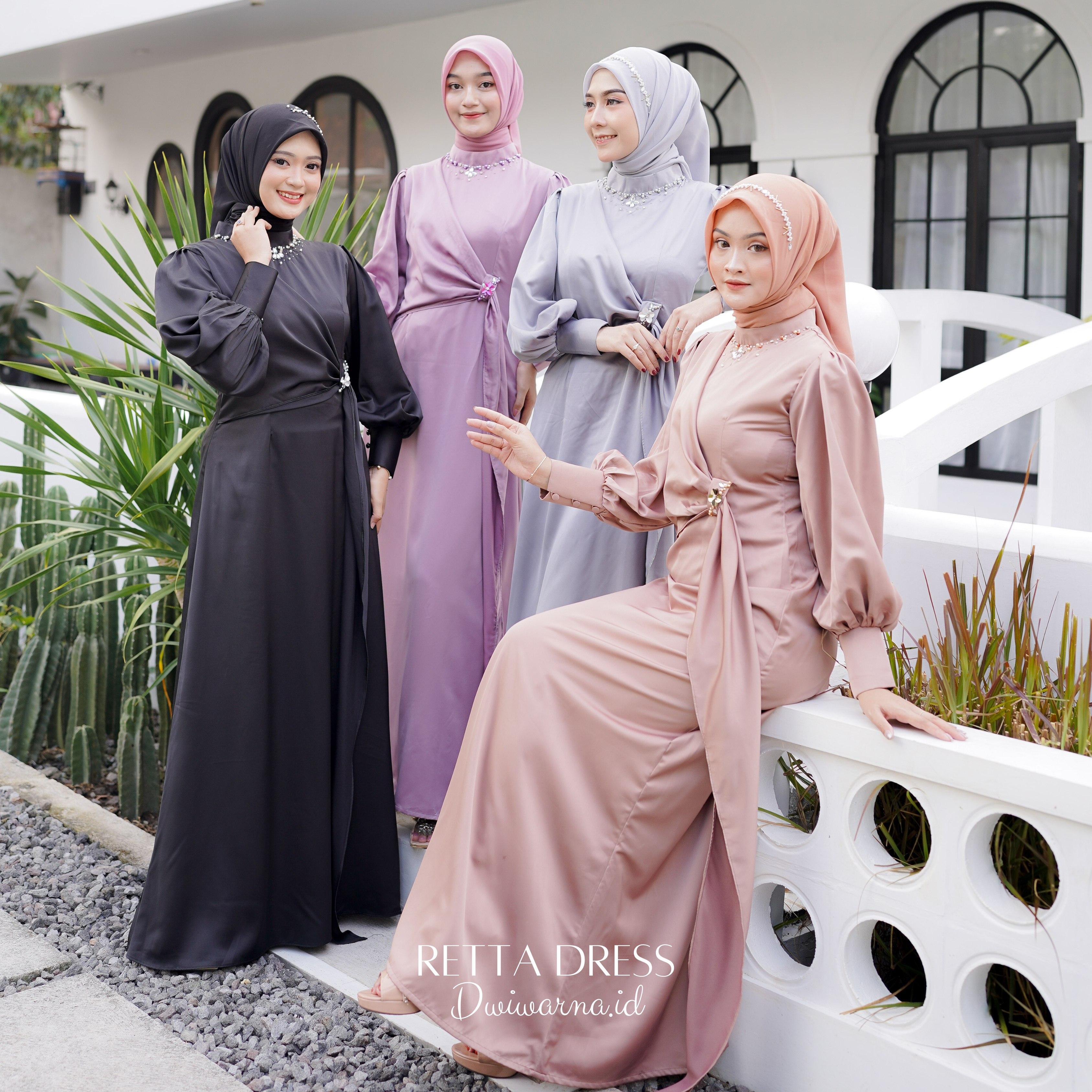 Retta Dress Kondangan Simple By Dwiwarna Polos