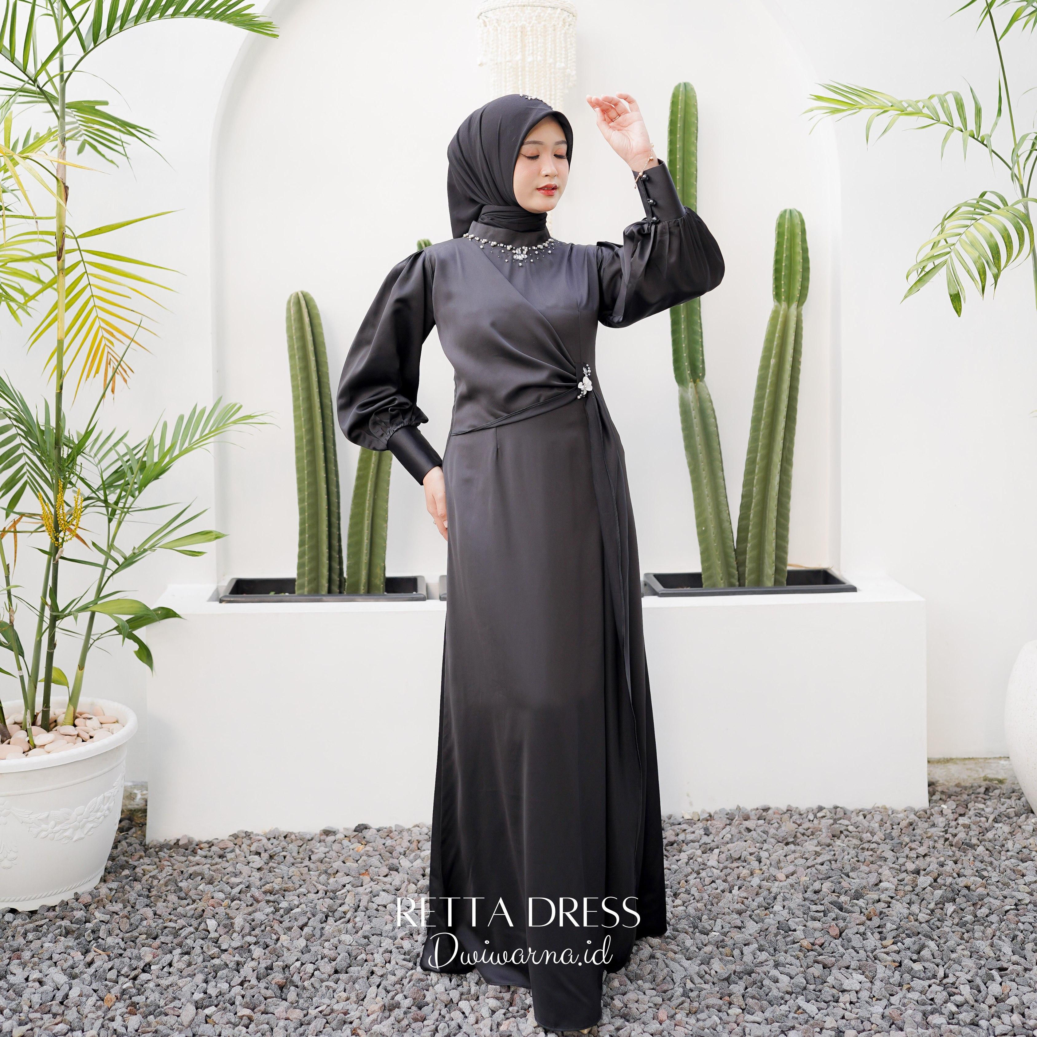 Retta Dress Kondangan Simple By Dwiwarna Polos