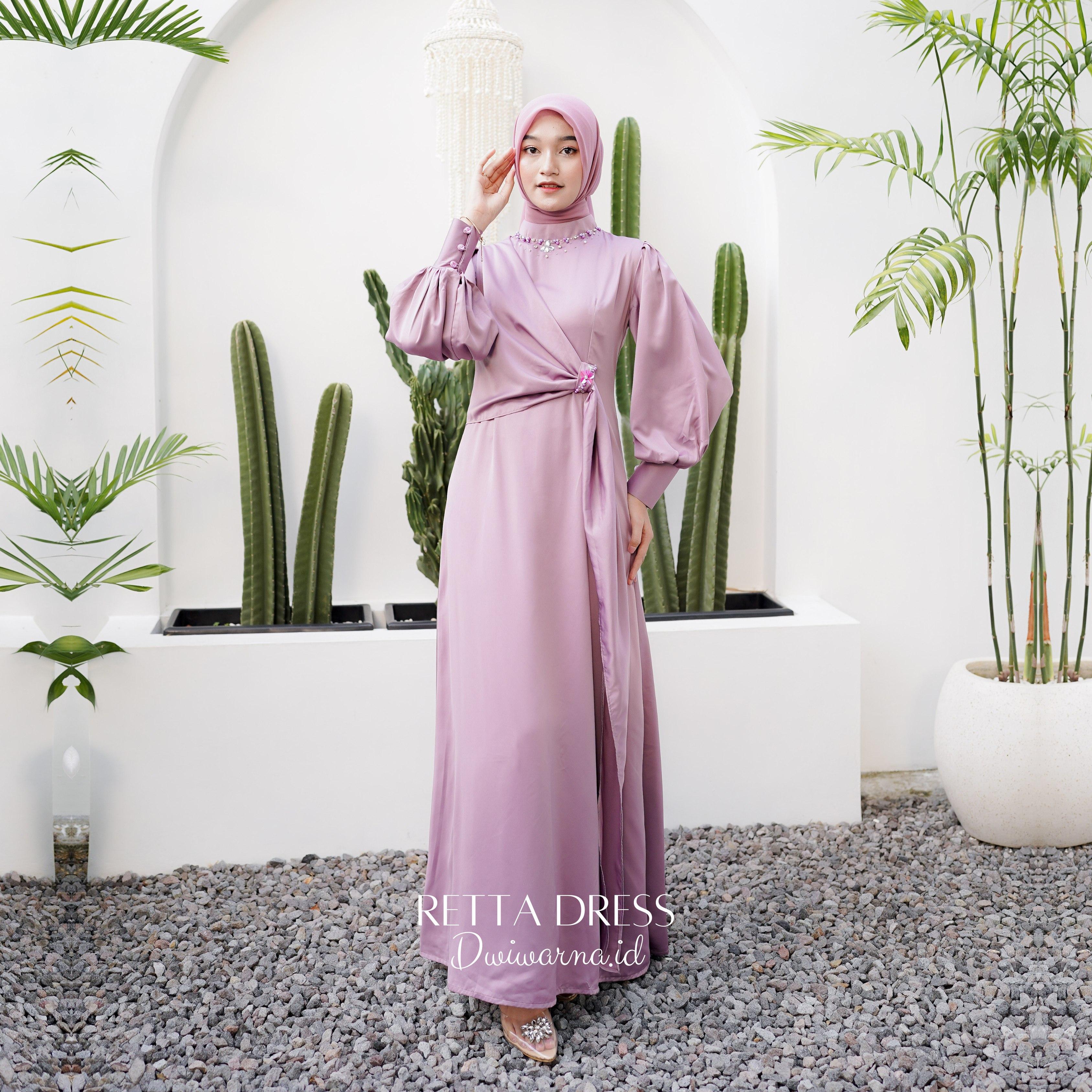 Retta Dress Kondangan Simple By Dwiwarna Polos