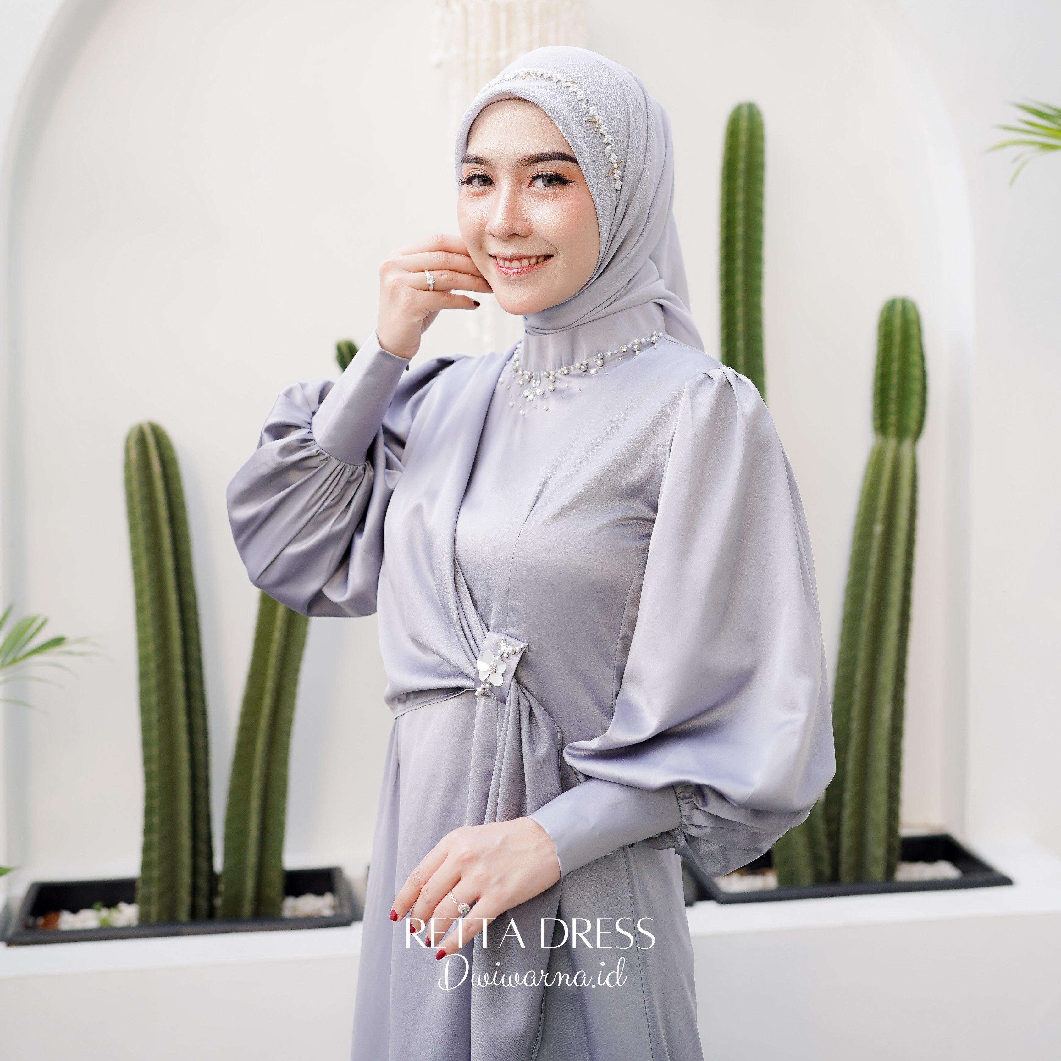 Retta Dress Kondangan Simple By Dwiwarna Polos