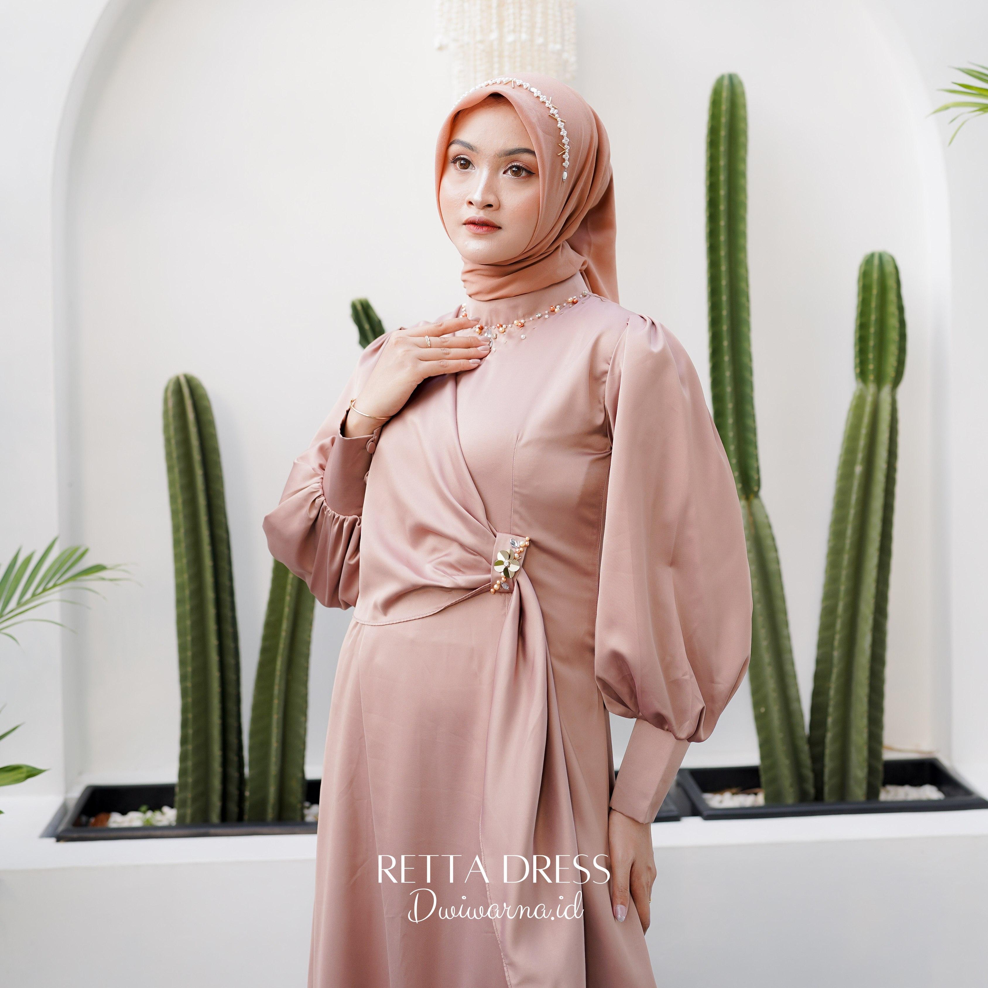 Retta Dress Kondangan Simple By Dwiwarna Polos
