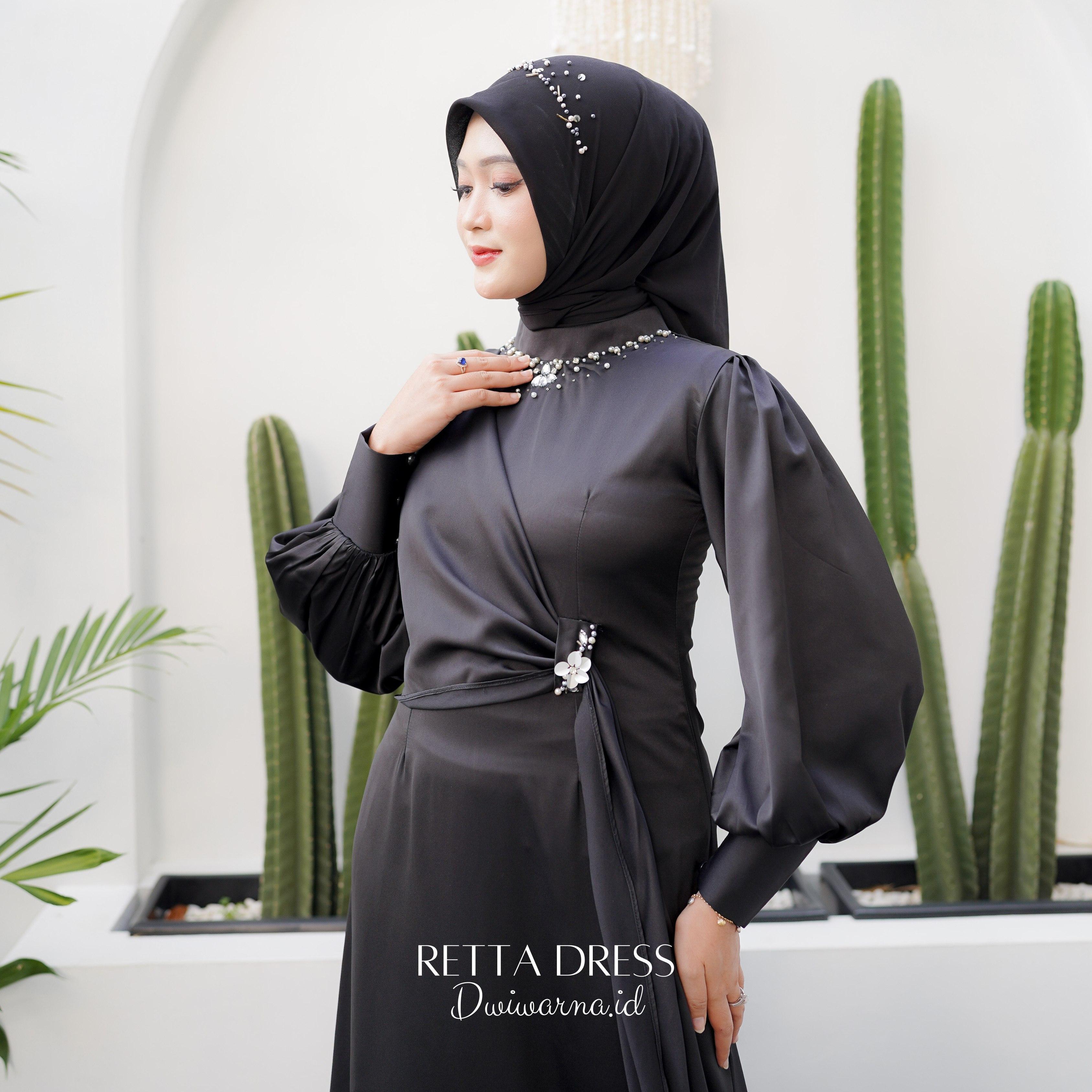 Retta Dress Kondangan Simple By Dwiwarna Polos