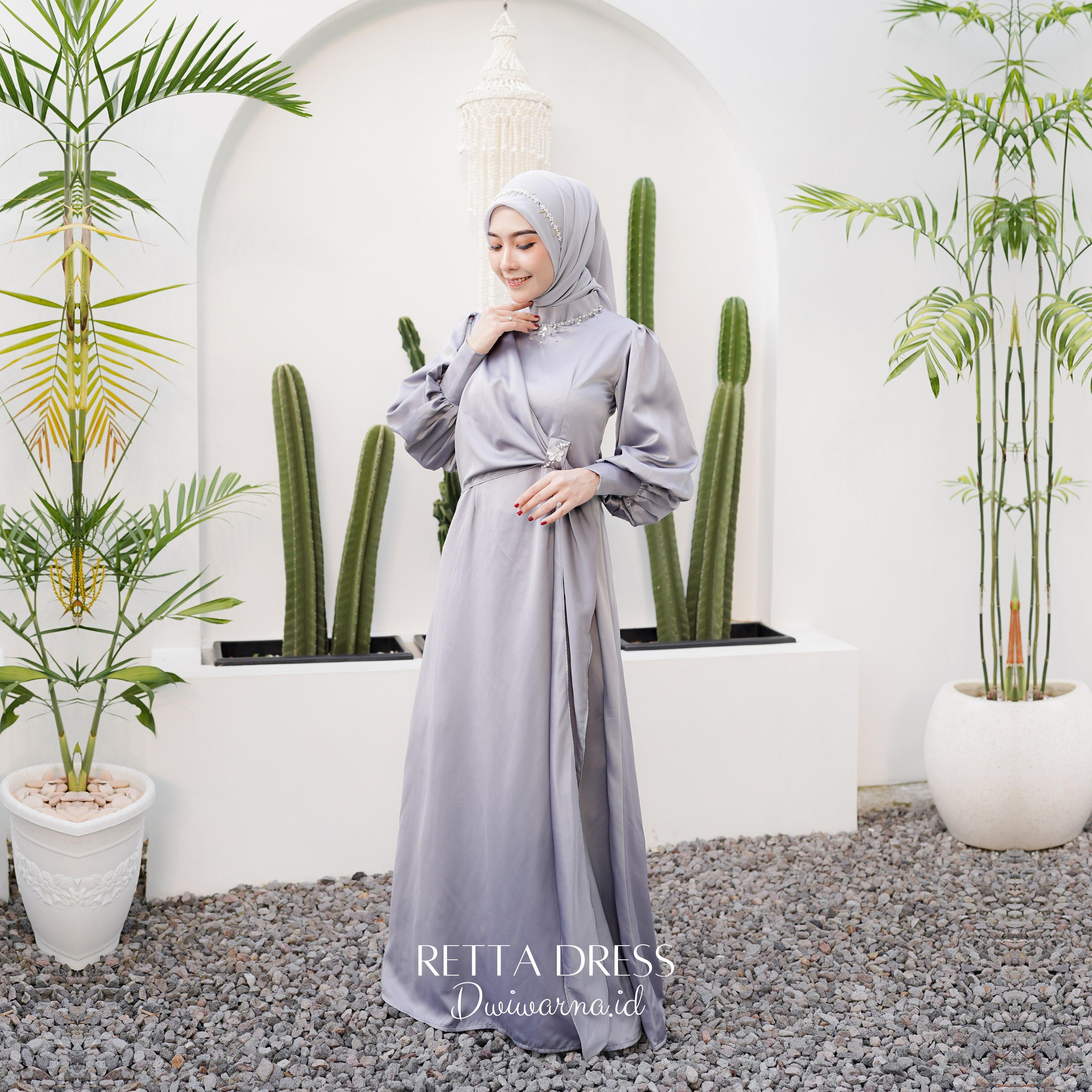 Retta Dress Kondangan Simple By Dwiwarna Polos