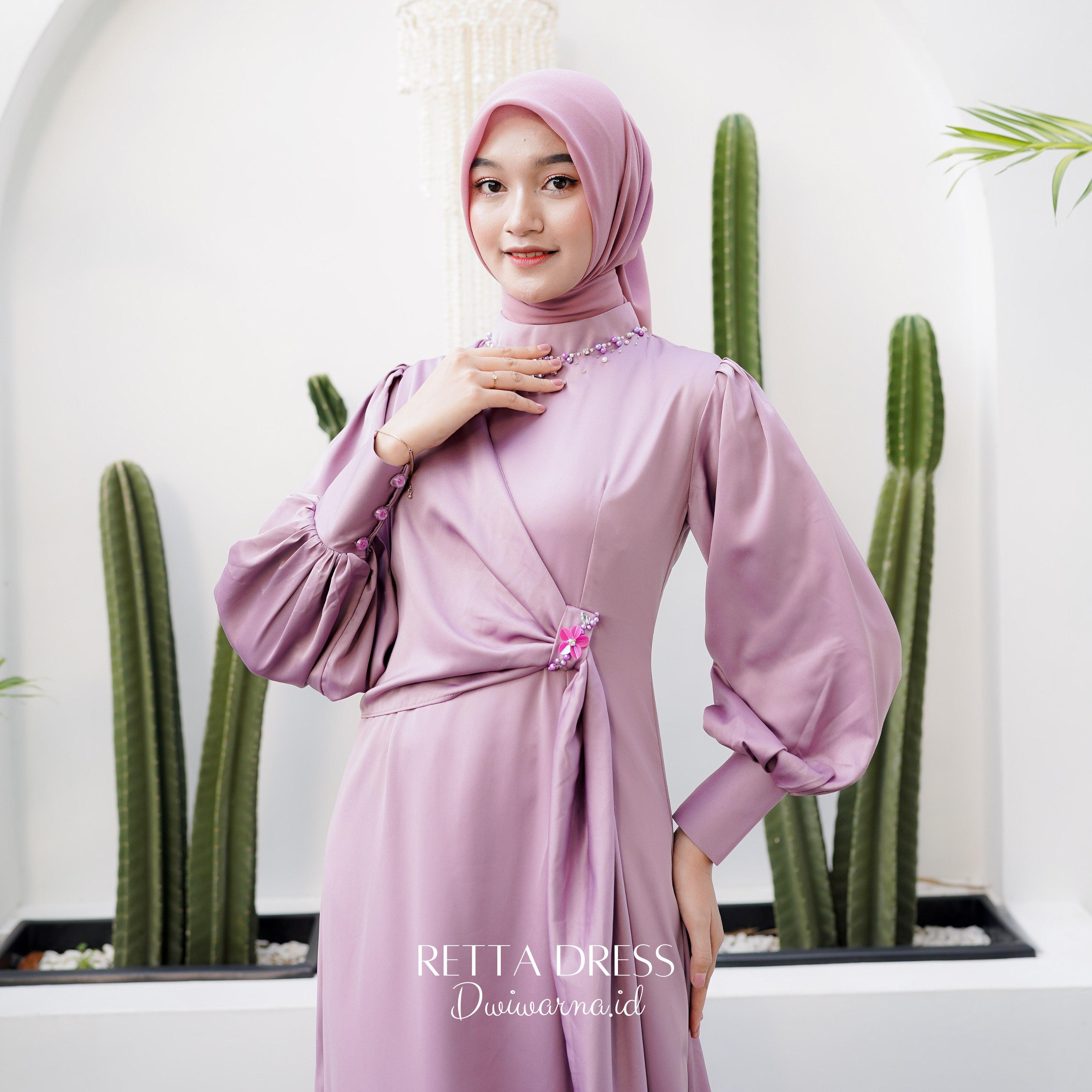 Retta Dress Kondangan Simple By Dwiwarna Polos