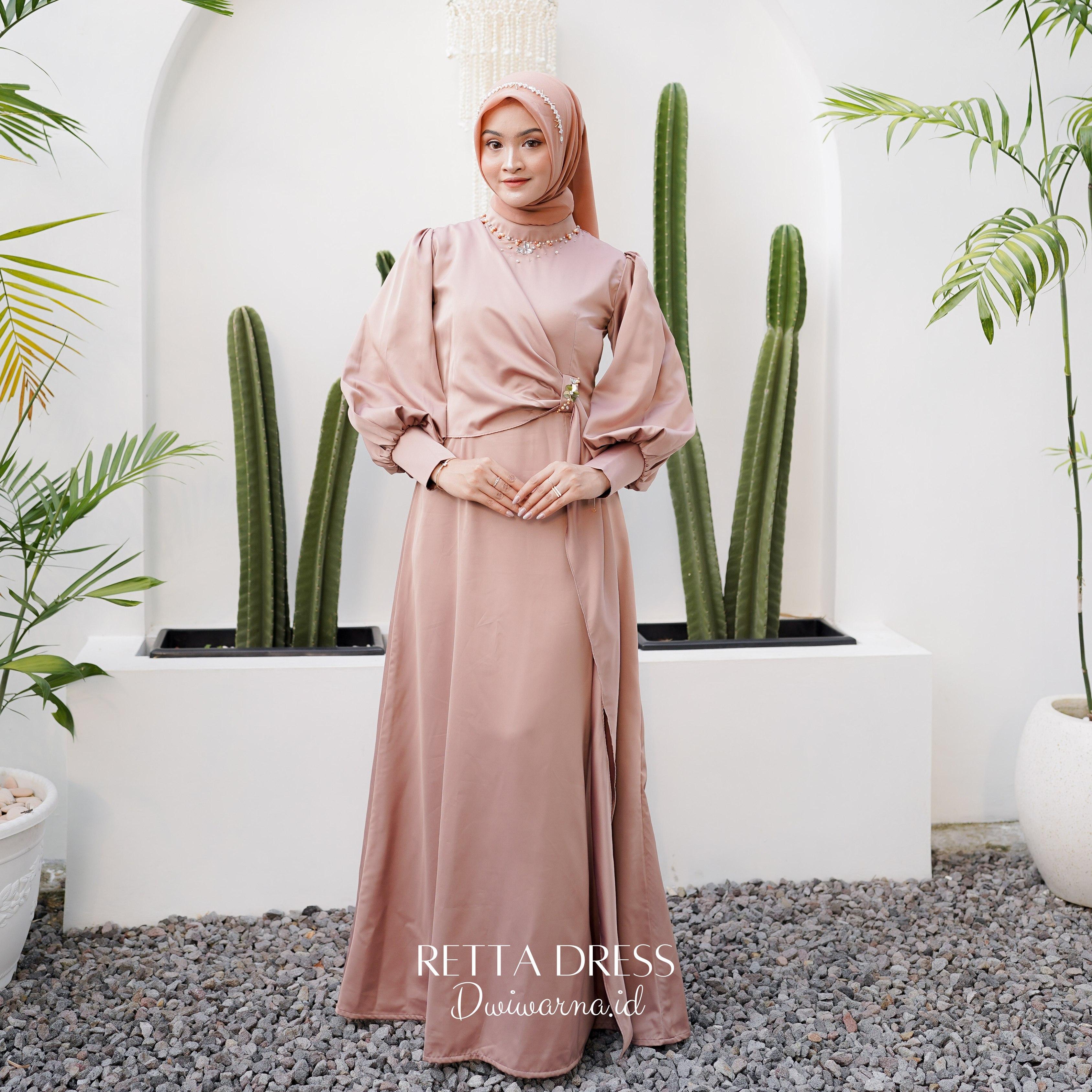 Retta Dress Kondangan Simple By Dwiwarna Polos