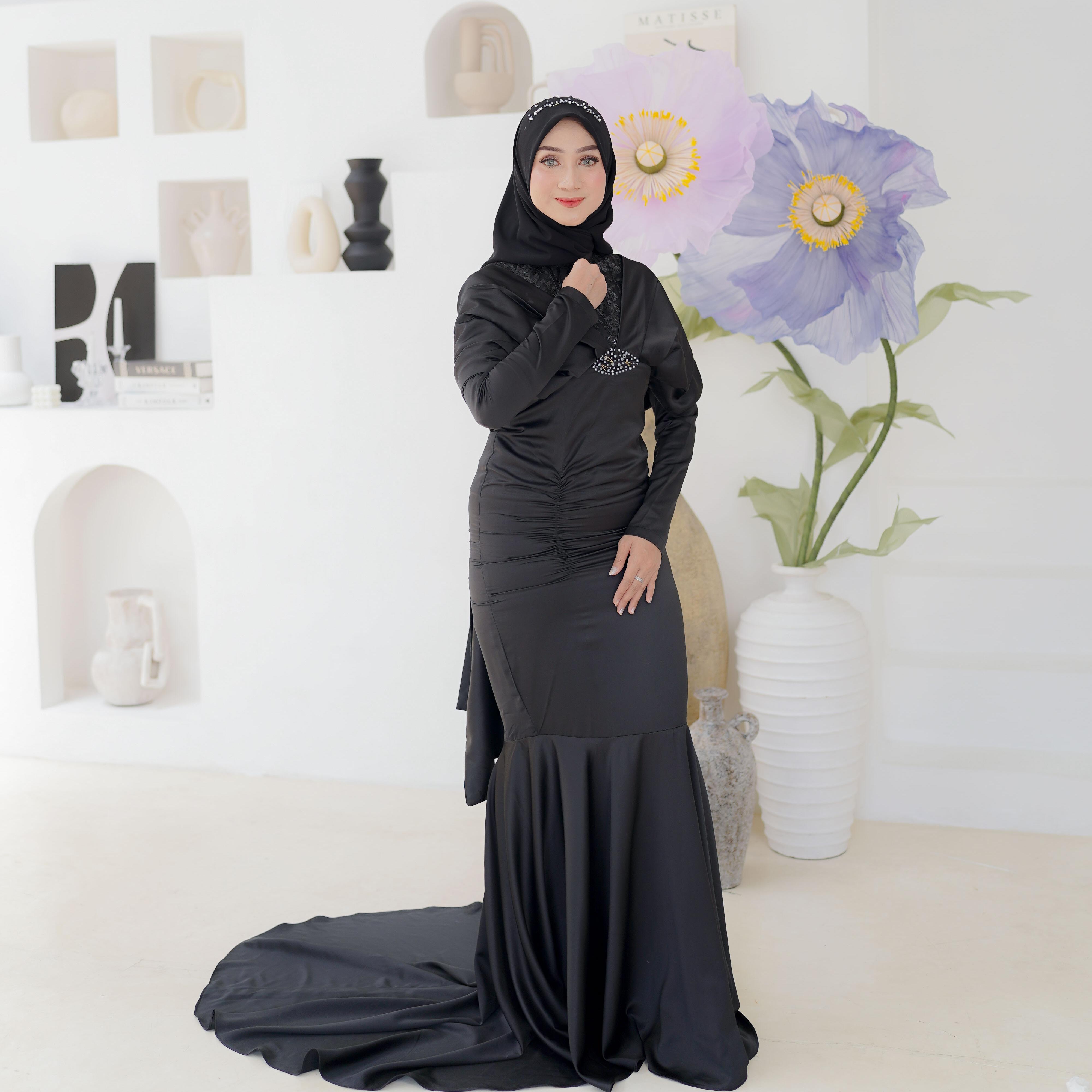 Syaufa Dress Kondangan / Prewedding Anggun / Brukat / Polos / Slim-fitting by Dwiwarna