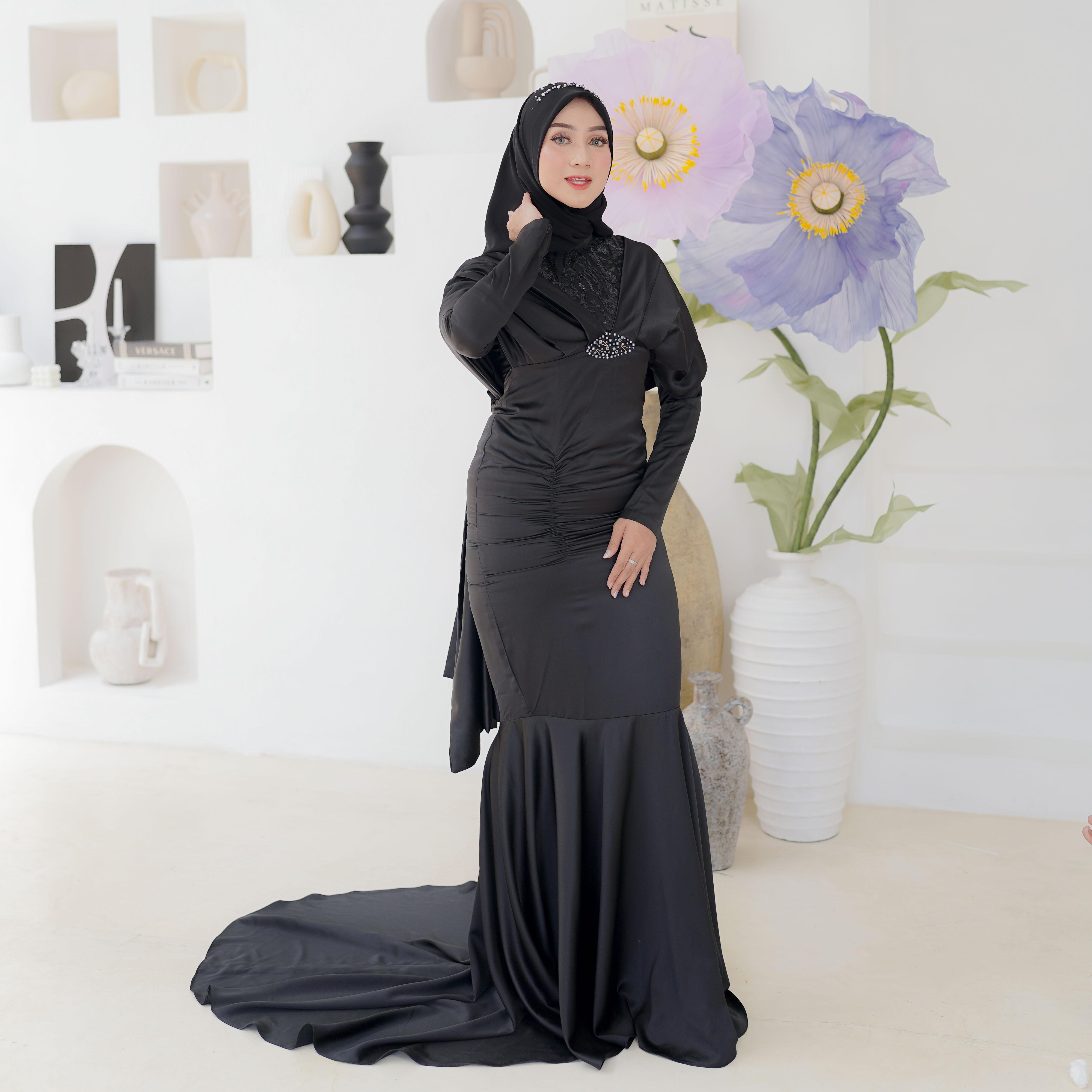 Syaufa Dress Kondangan / Prewedding Anggun / Brukat / Polos / Slim-fitting by Dwiwarna