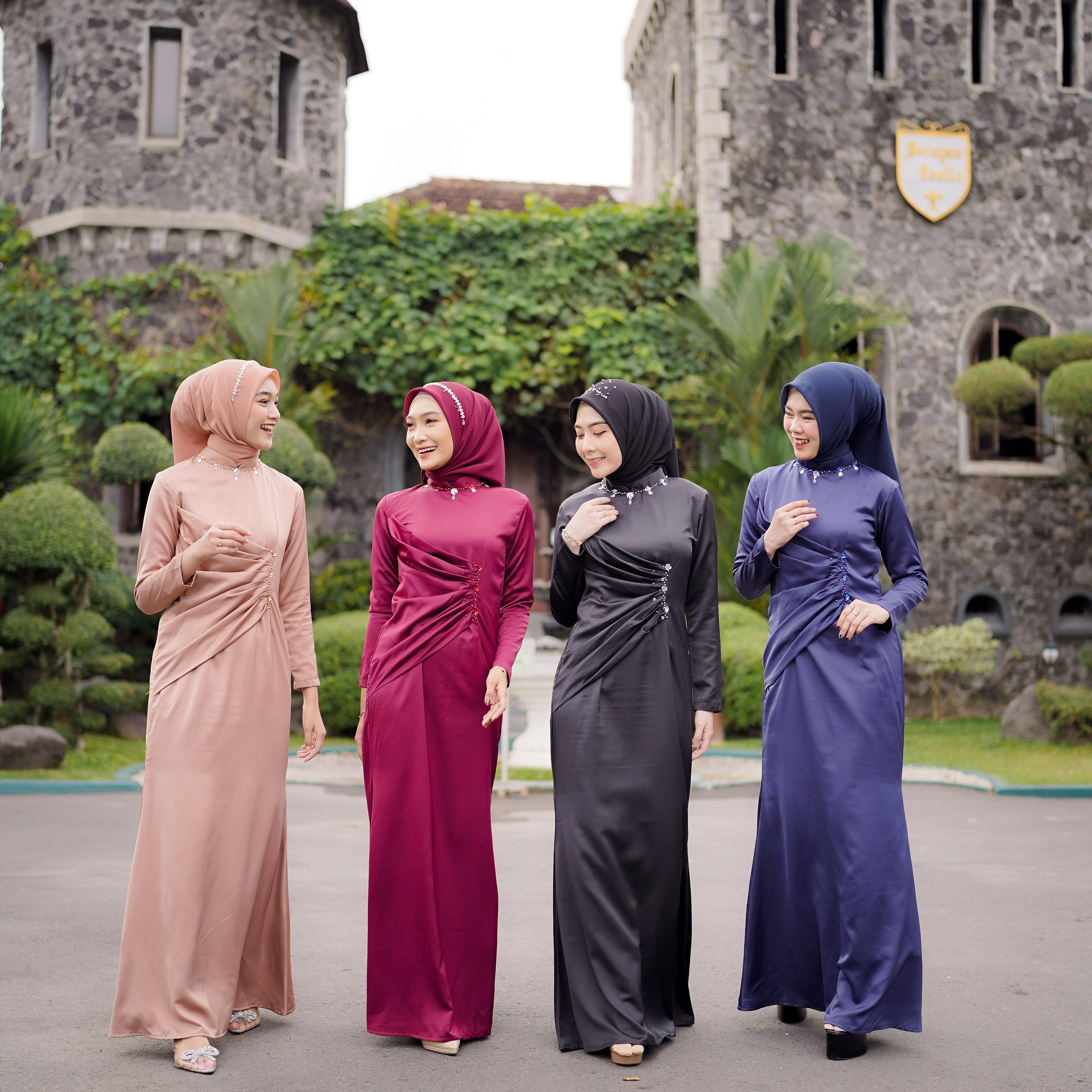 Amara Dress Kondangan Mermaid/ Polos/ Simpel / Mutiara/ Muslim Mutiara Payet Gamis