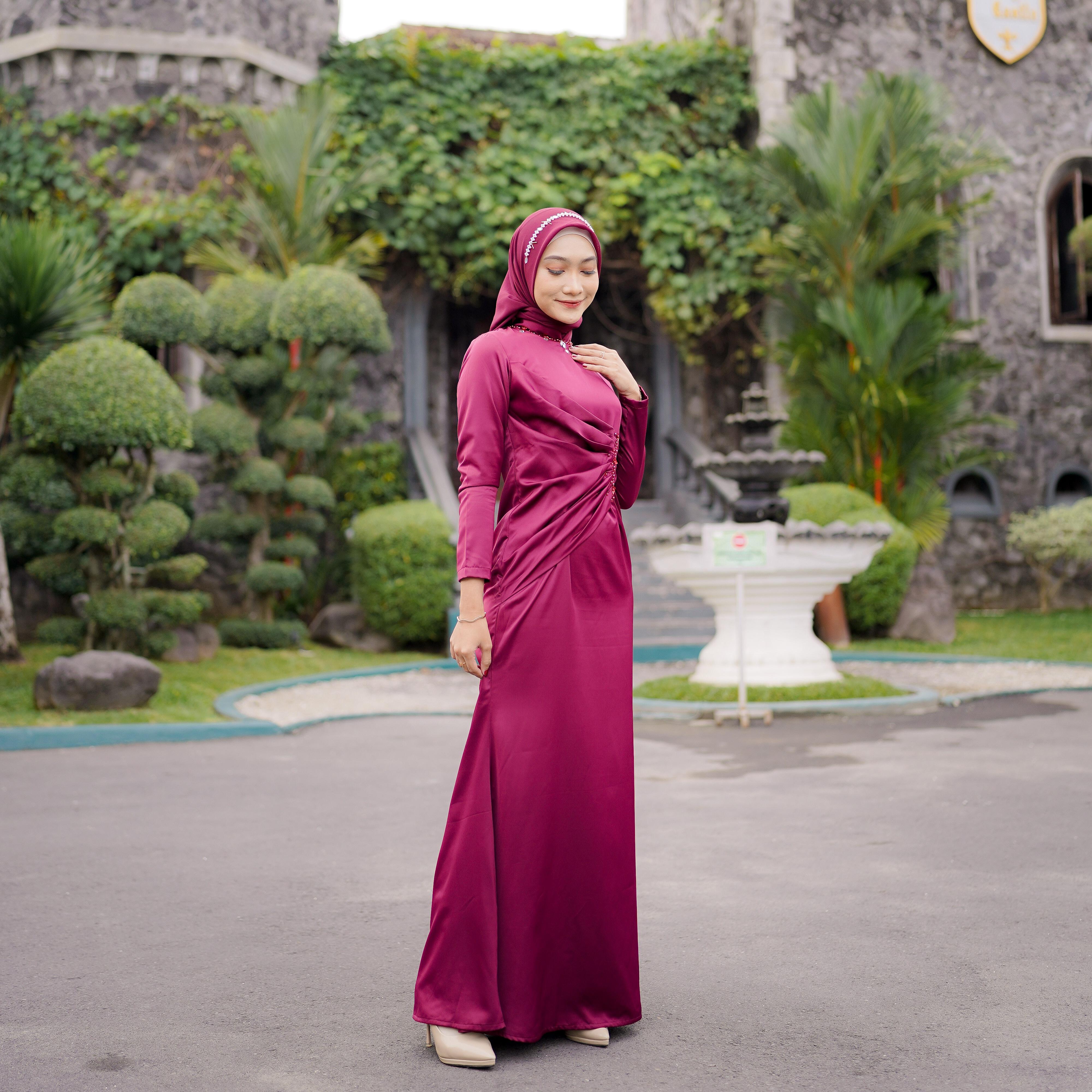 Amara Dress Kondangan Mermaid/ Polos/ Simpel / Mutiara/ Muslim Mutiara Payet Gamis