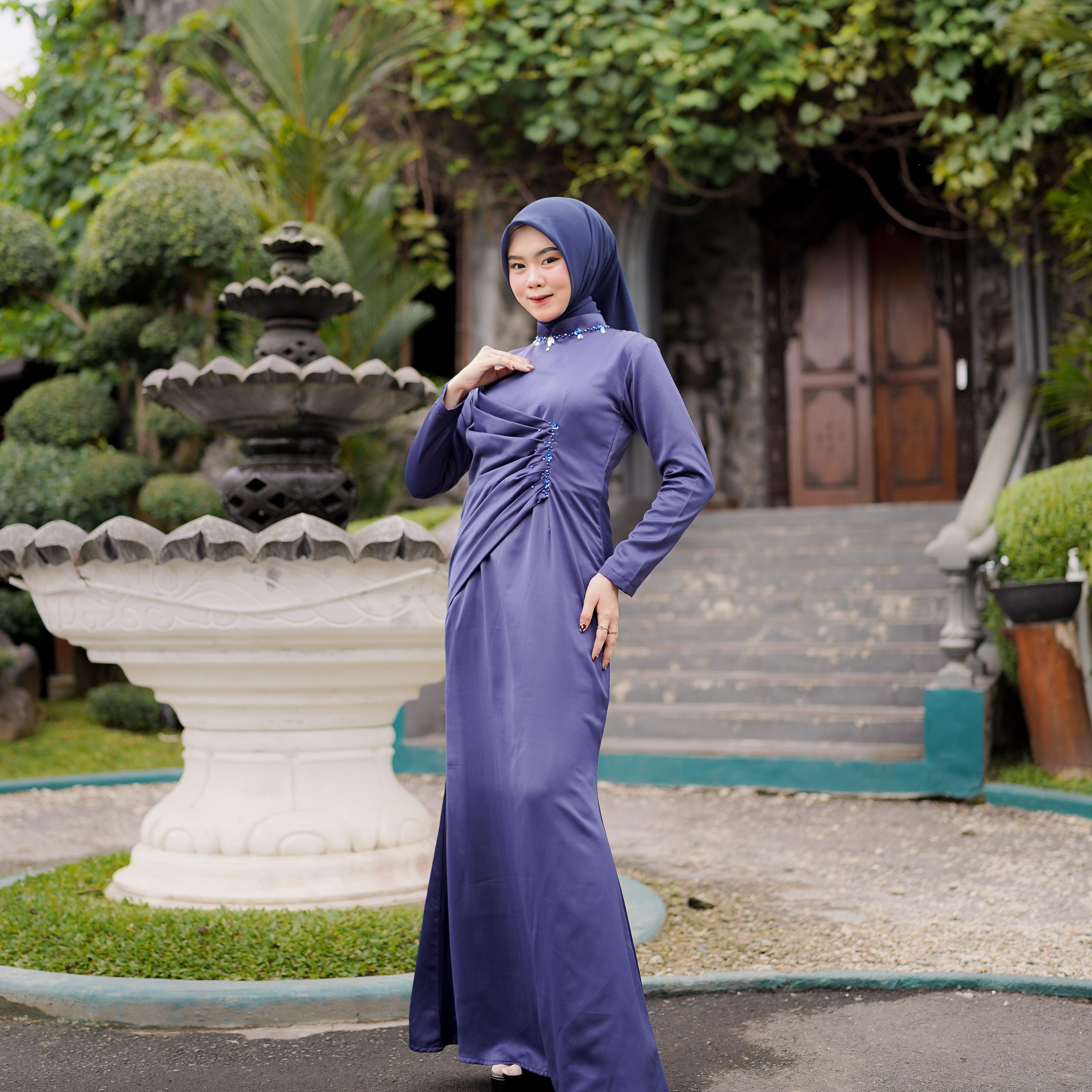 Amara Dress Kondangan Mermaid/ Polos/ Simpel / Mutiara/ Muslim Mutiara Payet Gamis